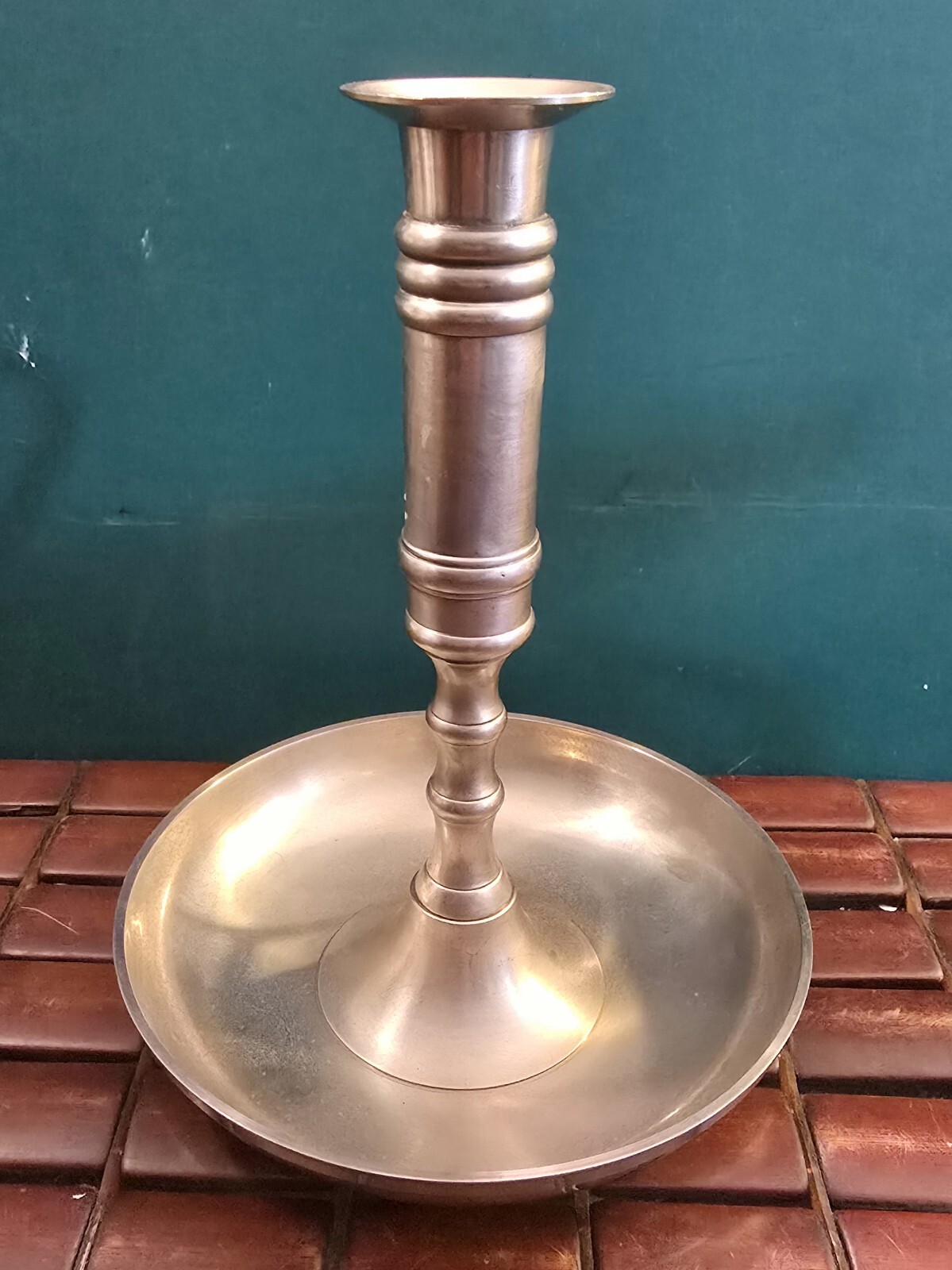 Vintage Brass Art Ware Early American Style Candle Holder Silverplated Brass