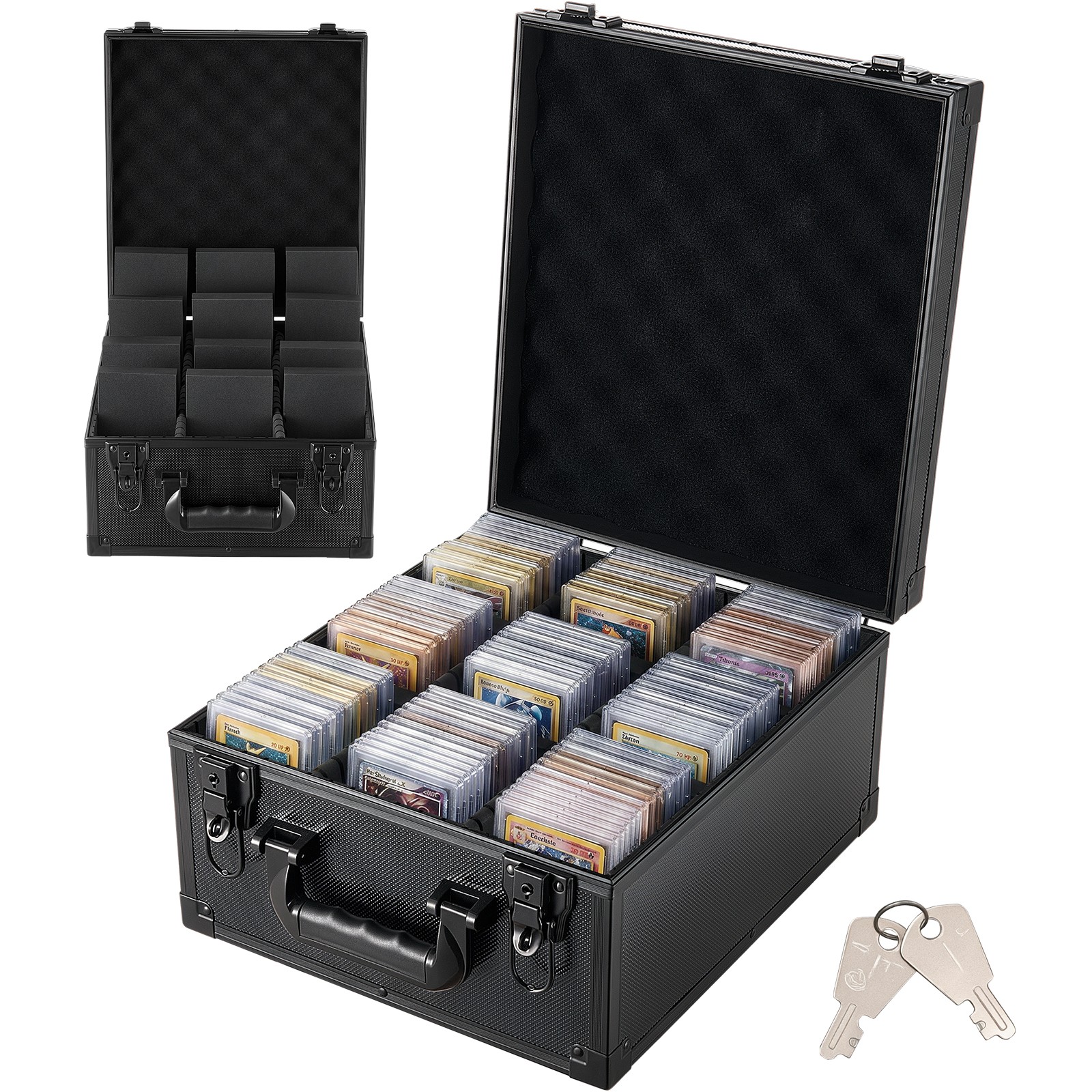 VEVOR Graded Card Case 3 Row 150 PSA Slab Storage Box with Lock Key 12 Dividers