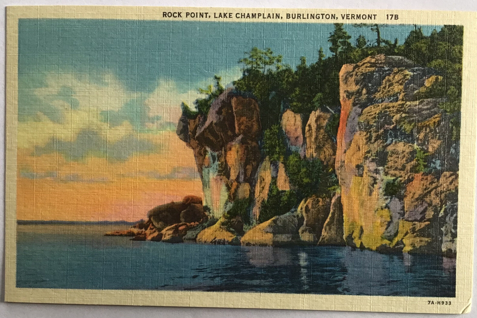 Rock Point Lake Champlain Burlington Vermont Vintage Postcard Lake View