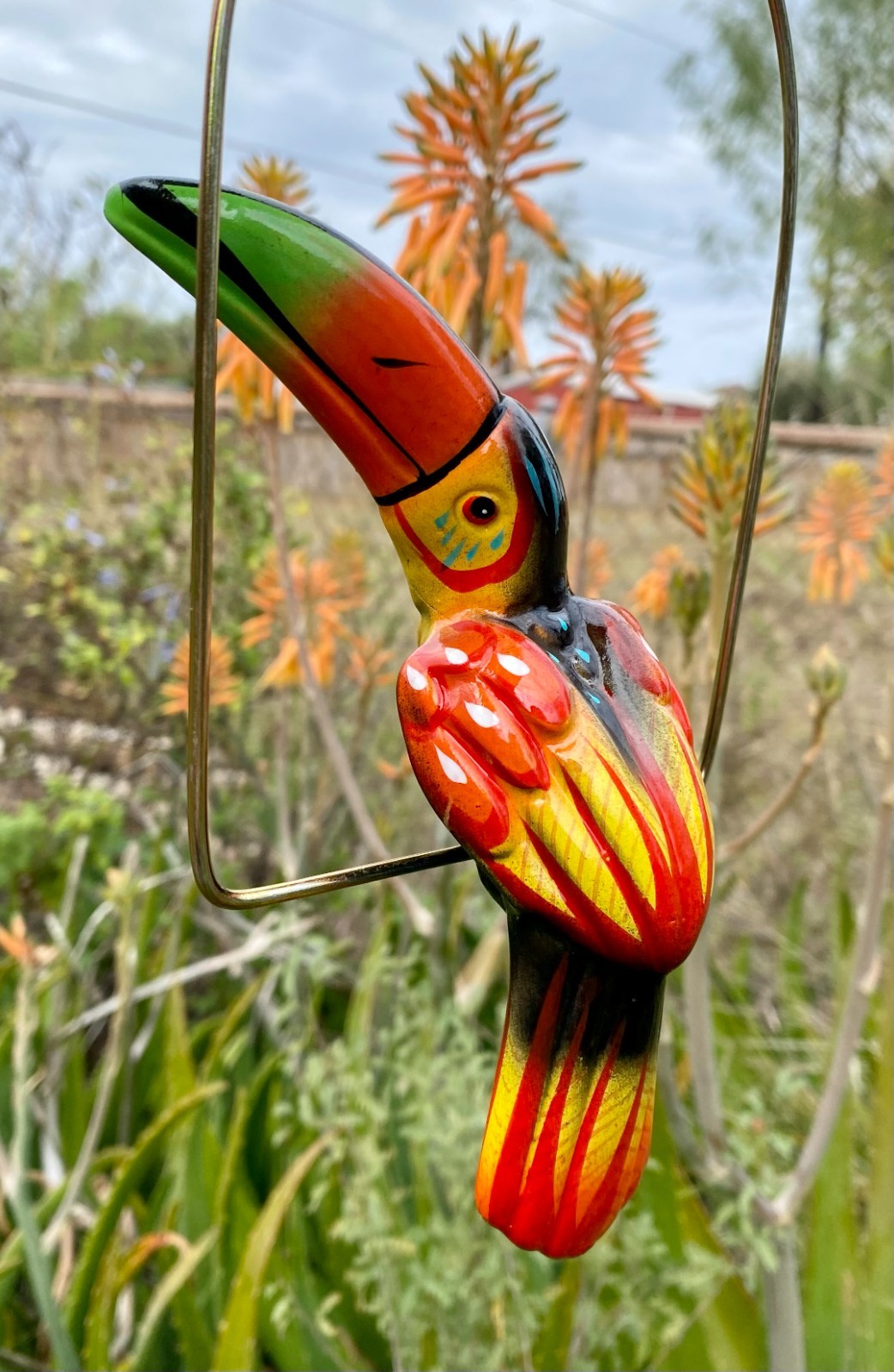 Talavera Bird Handmade Painted Ceramic Parrot Mexican Pottery Hanging Patio #1