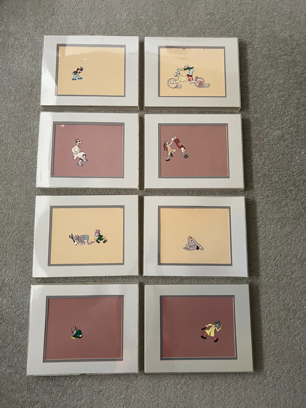 Lot of 8 Vintage Production Mutt and Jeff Animation Cels – Extremely Rare