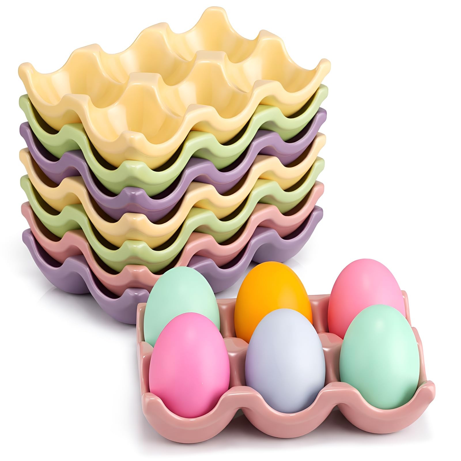 Chengu 8 Pack 6 Cups Egg Tray Holders 5.71 x 3.74 x 1.18 inches, Multicolor