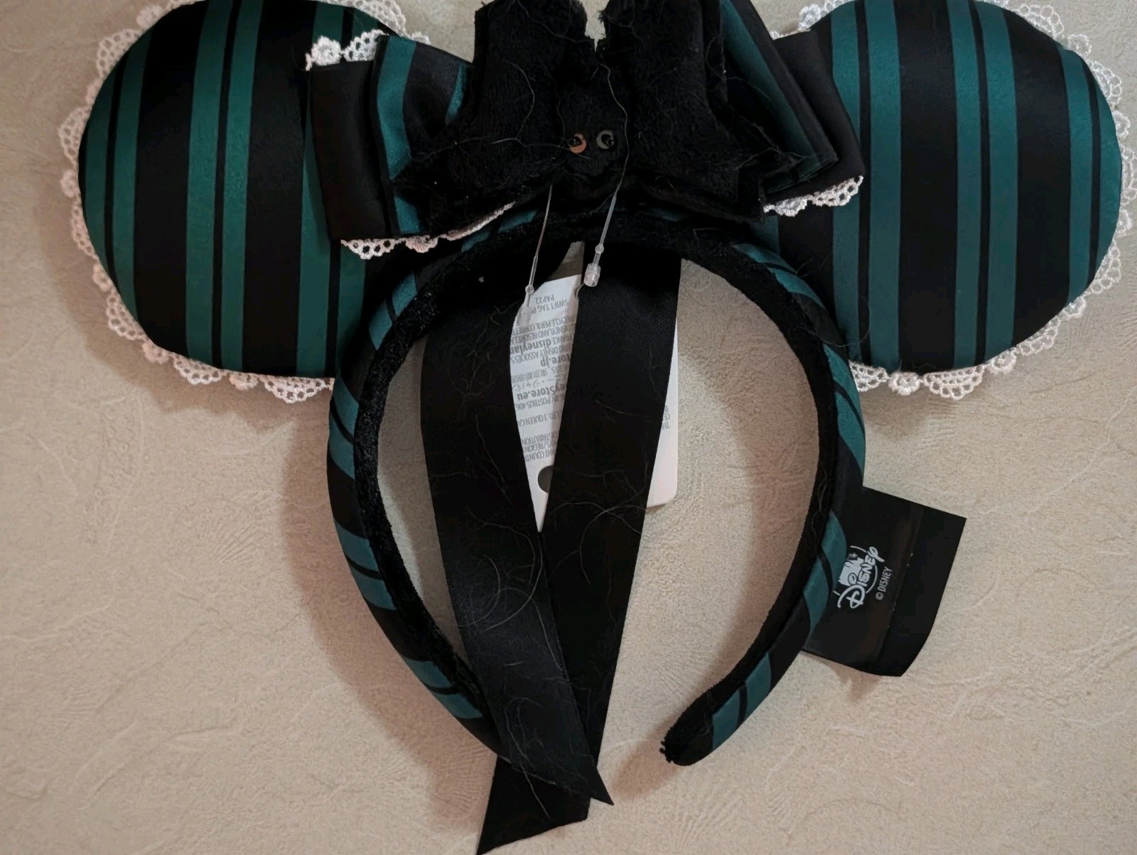 Disney Parks Haunted Mansion Green And Black Ghost Host Minnie Ears Headband New