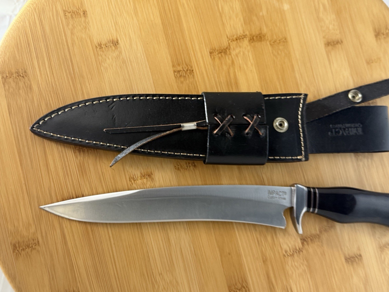 Impact Custom Hunting/boning Knife w/ Buffalo Horn Handle. Sheath & Warranty
