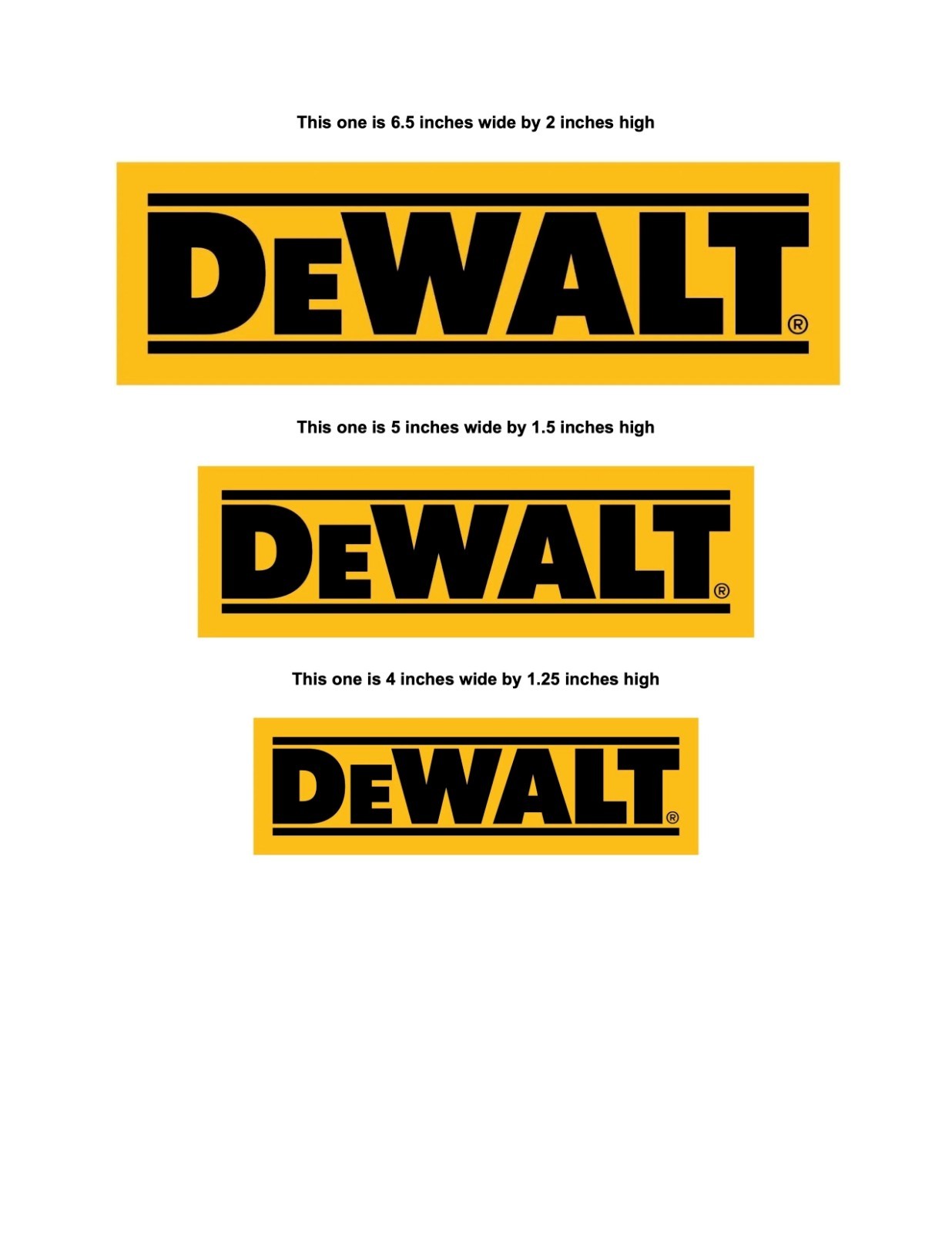 Dewalt Tools Black Text Logo Vinyl Decal (Group of 2) – Different Sizes