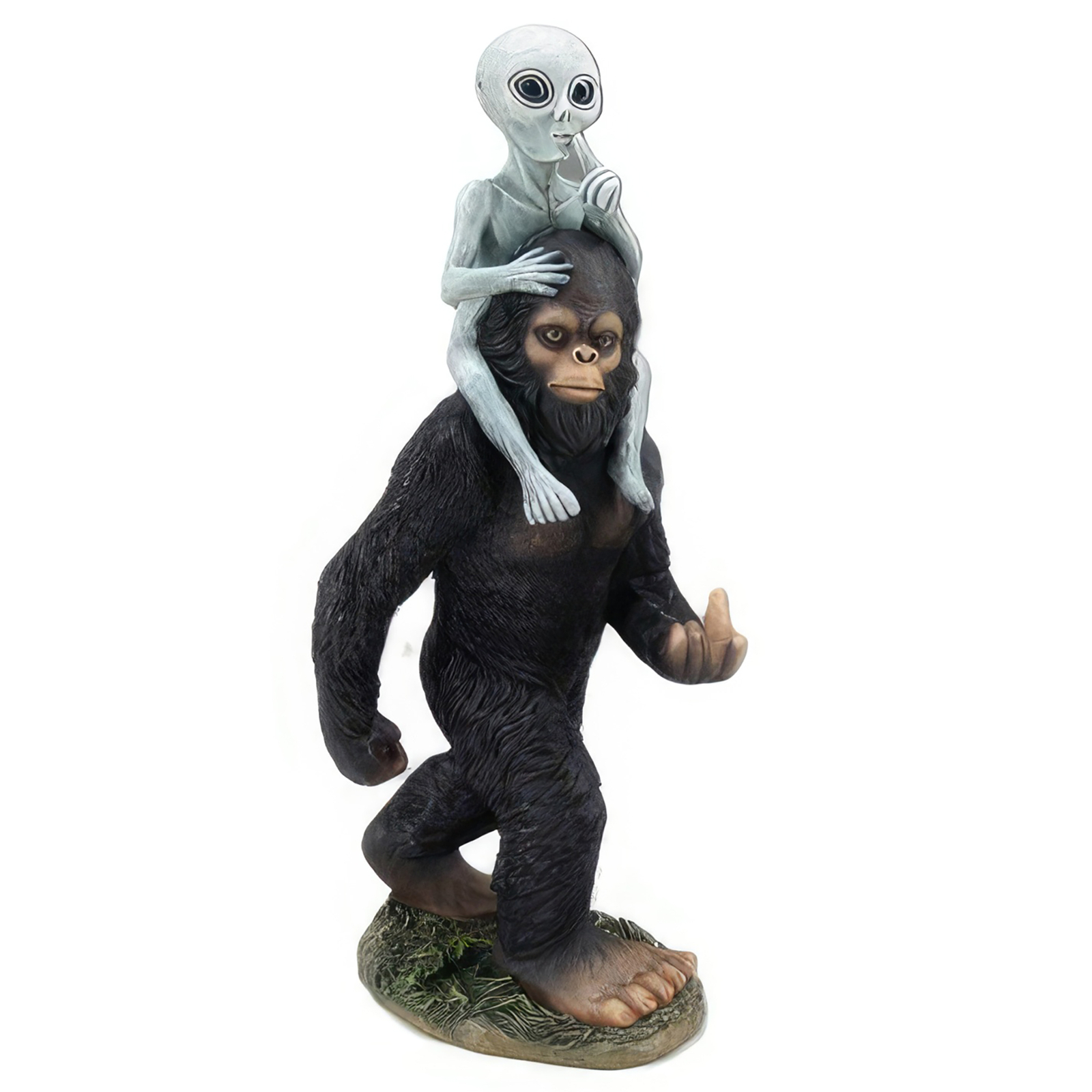 15″H Big Foot with Alien Figurine