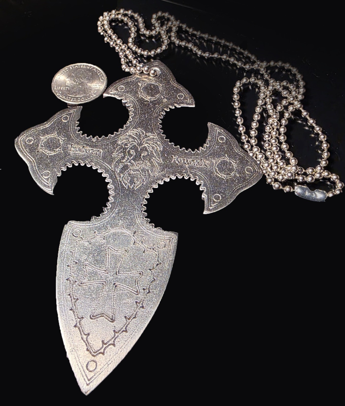 Custom Metal stainless steel Cross Spear Point Knife Necklace Pendant