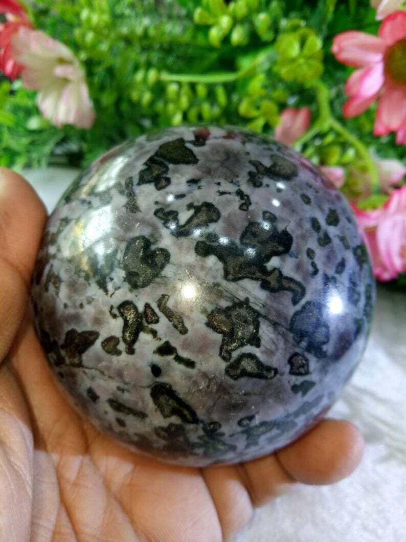 Merlinite Mystic Indigi Gabbro Sphere Ball of unique natural stone sphere energy