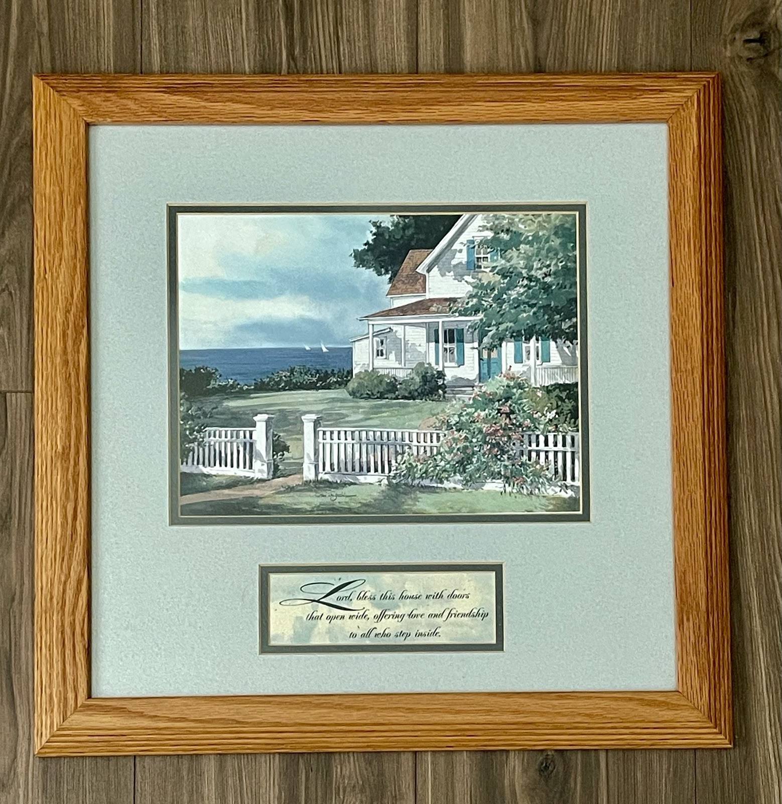 Vintage Wood Frame “White Fence In Cape Cod” By Steve Zazenski And God’s Words