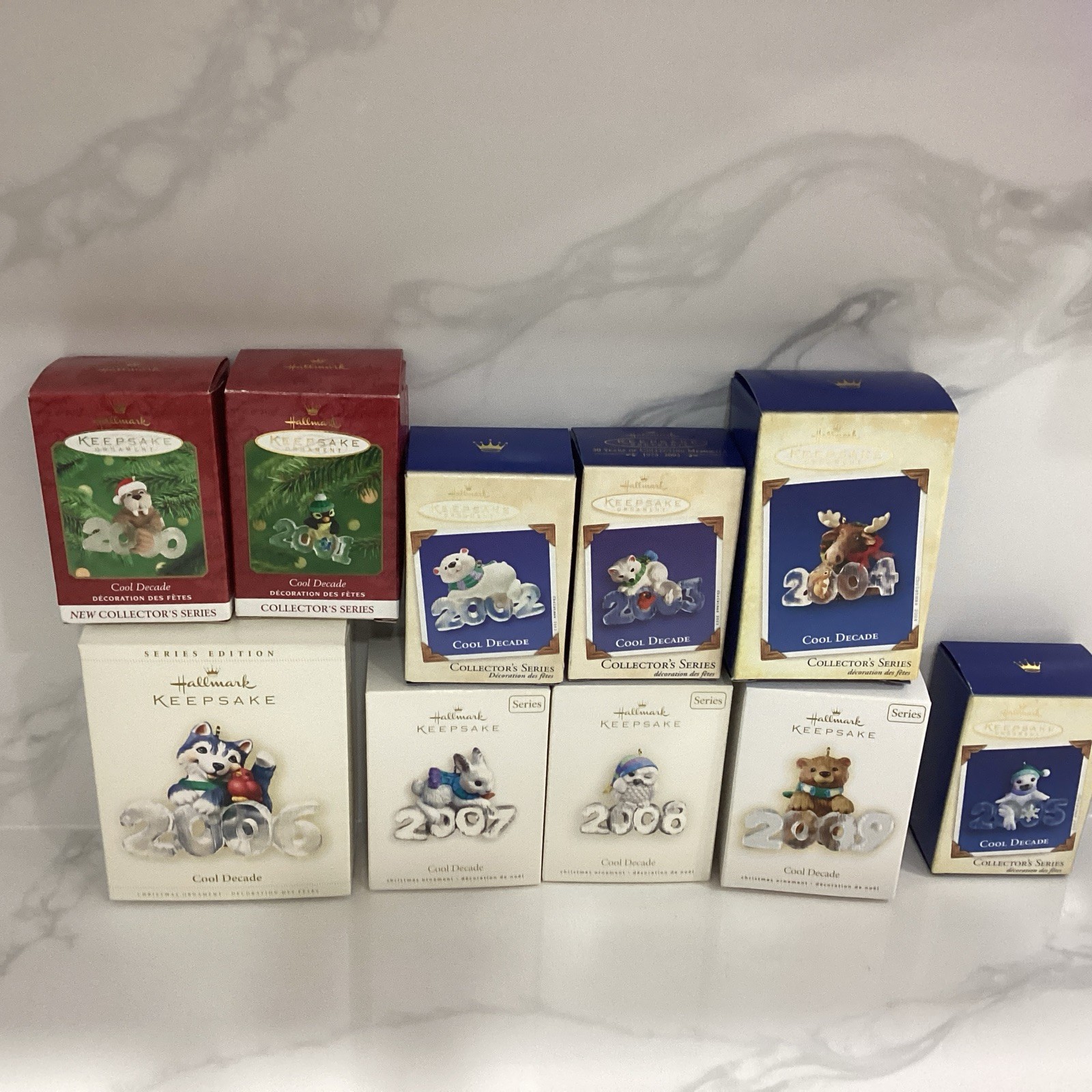 Hallmark Keepsake Cool Decade Collectors Series 2000-2009 Christmas Ornament Set