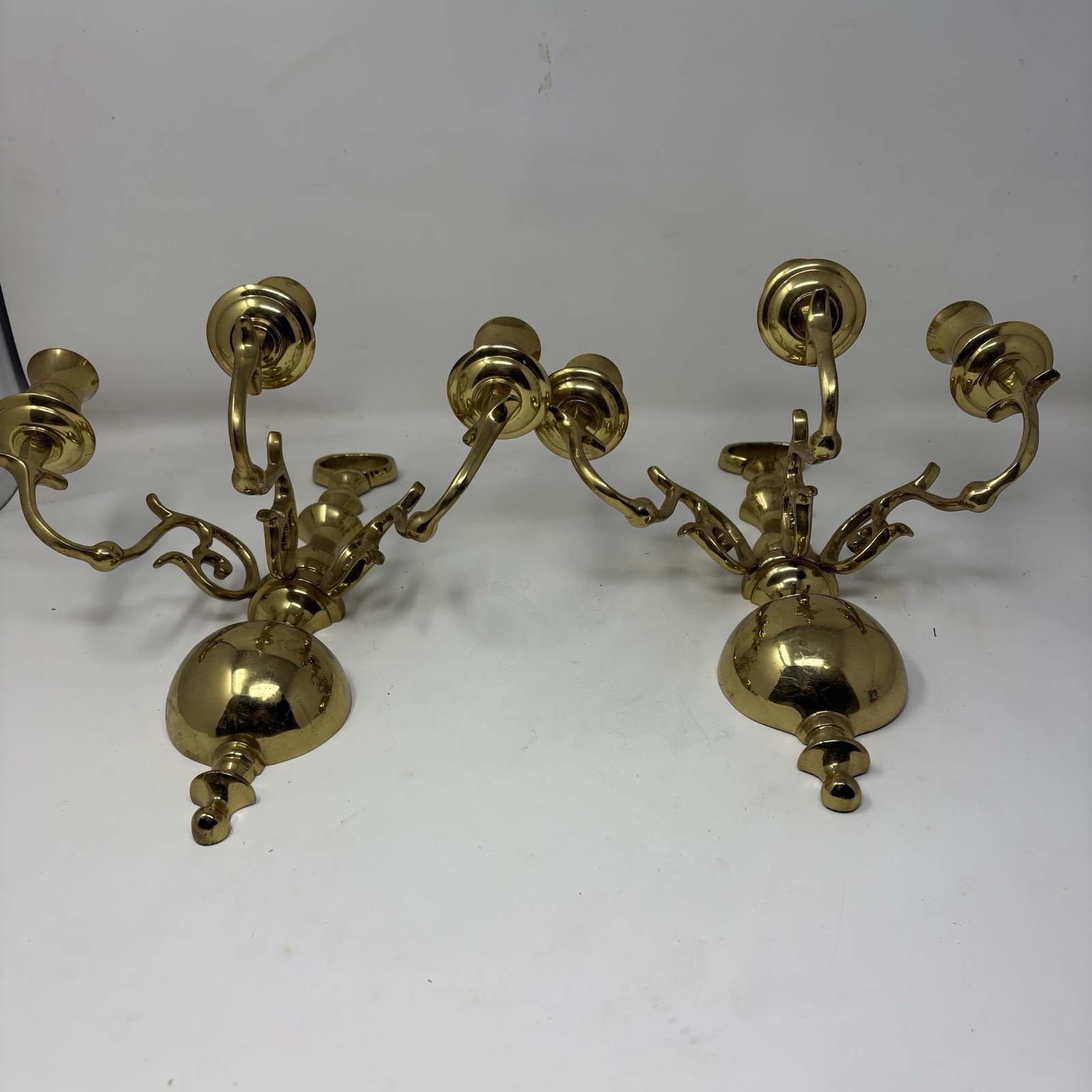 Vintage Brass Wall Candelabra 3 Arm Sconce Wall Mount Candle Holder 13″
