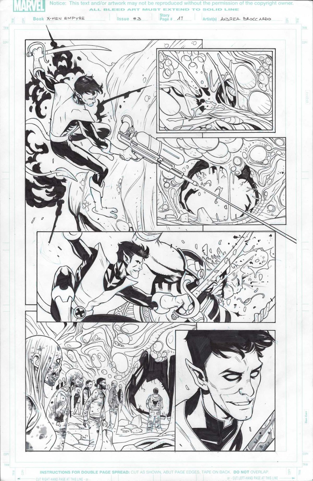 X-Men Empyre 3 pg 17 Nightcrawler ORIGINAL ART Andrea BROCCARDO