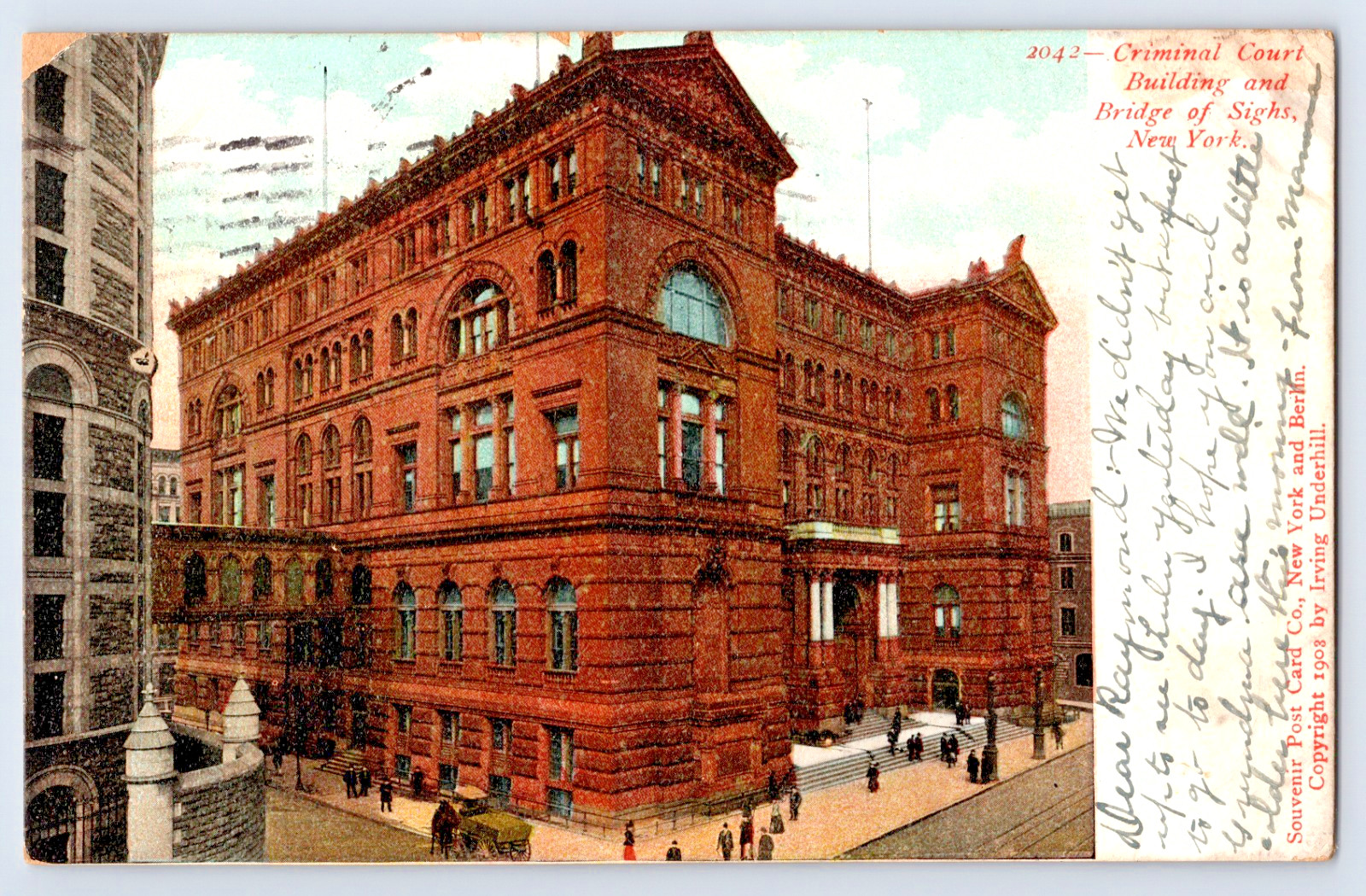 New York City Criminal Court Bldg Bridge Of Sighs People Early 1900s Postcard
