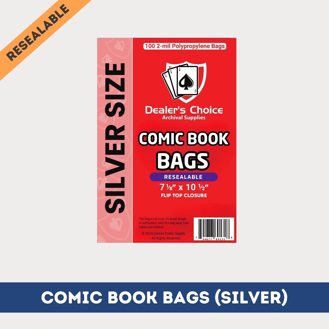 1000 RESEALABLE COMIC BOOK BAGS (Silver Size) – 2-mil Polypropylene