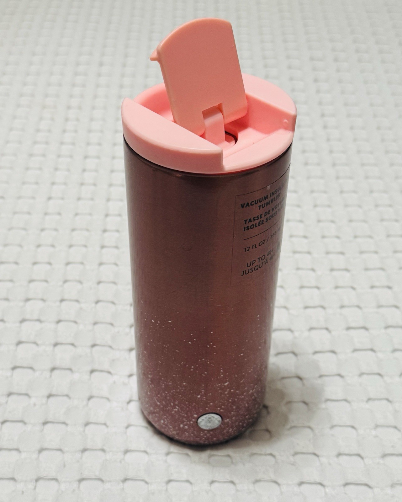 Starbucks Double Wall Stainless Steel Tumbler, Speckled Rose Gold Pink 12.0oz