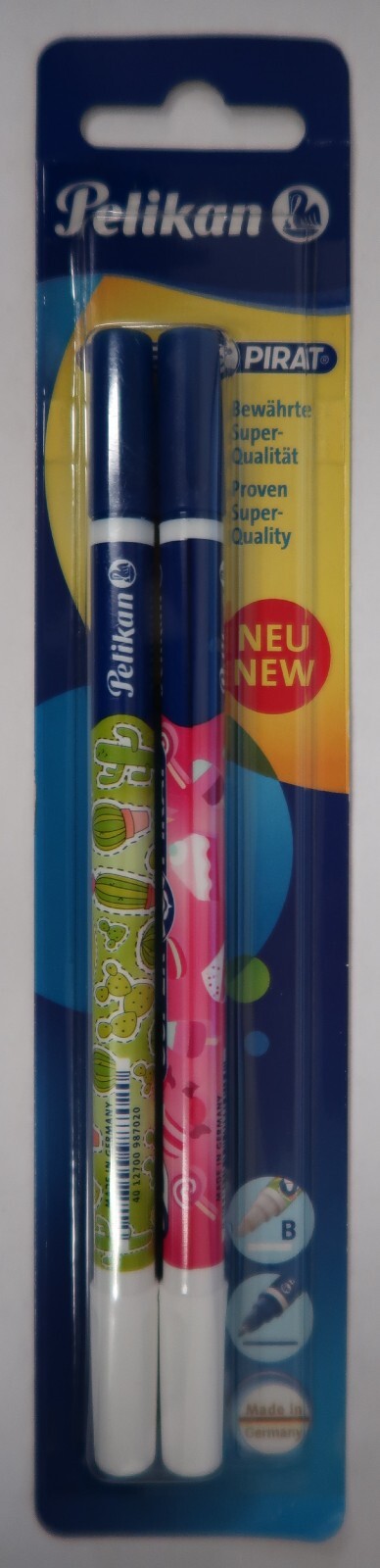 Pelikan Super Pirat Double Ended Blue Pen & Ink Eradicator 2 Pieces #921734 New