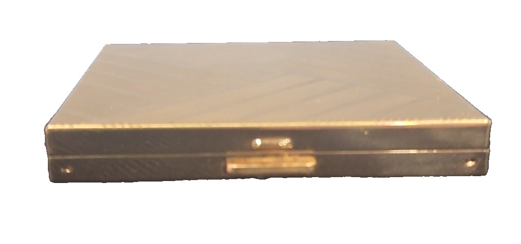 Vintage Golden Geometric Volupte Makeup Powder Compact Mirror Puff