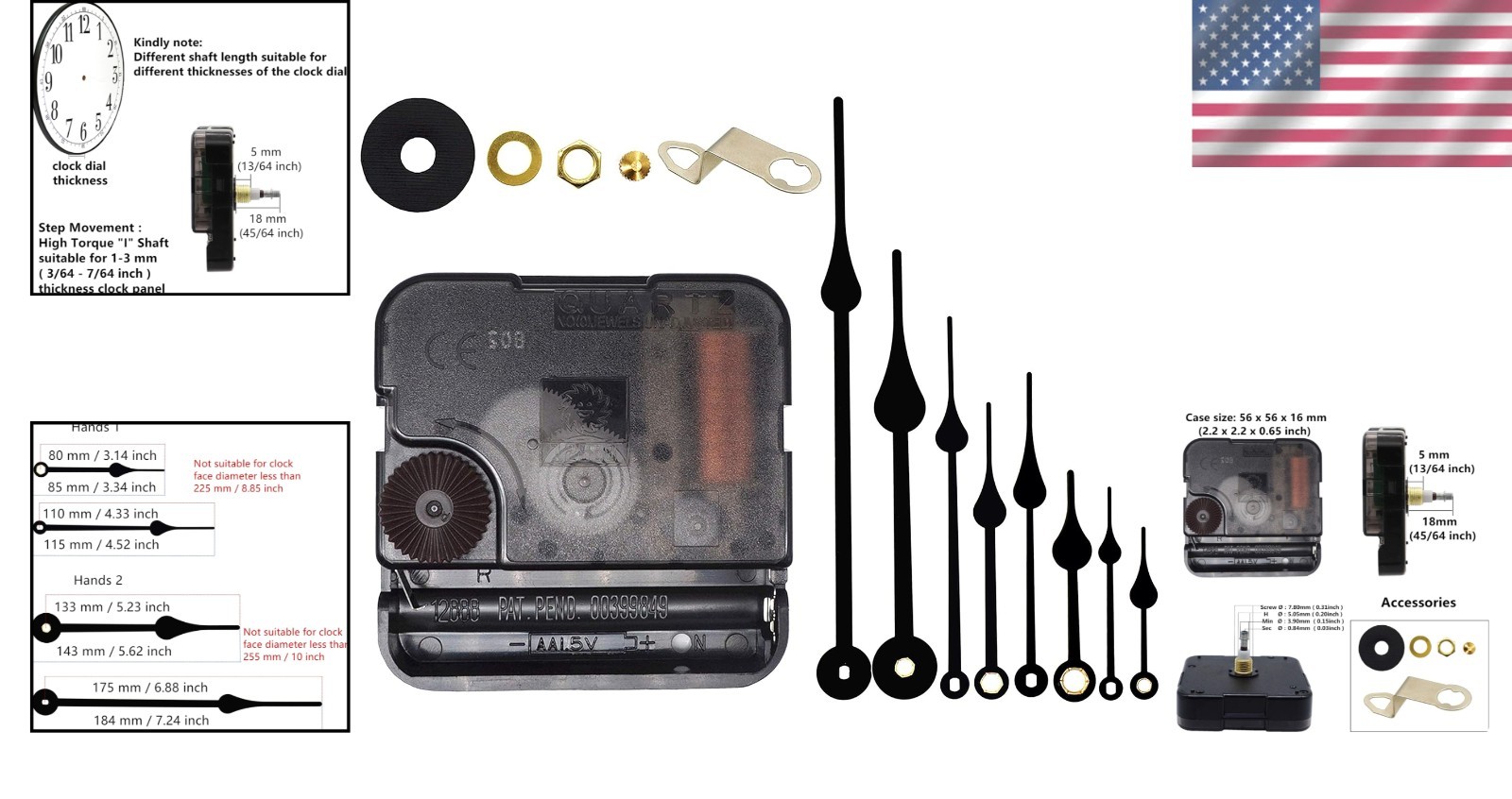 Battery-Powered Quartz DIY Clock Movement Kit – Hands & Repair Parts Included