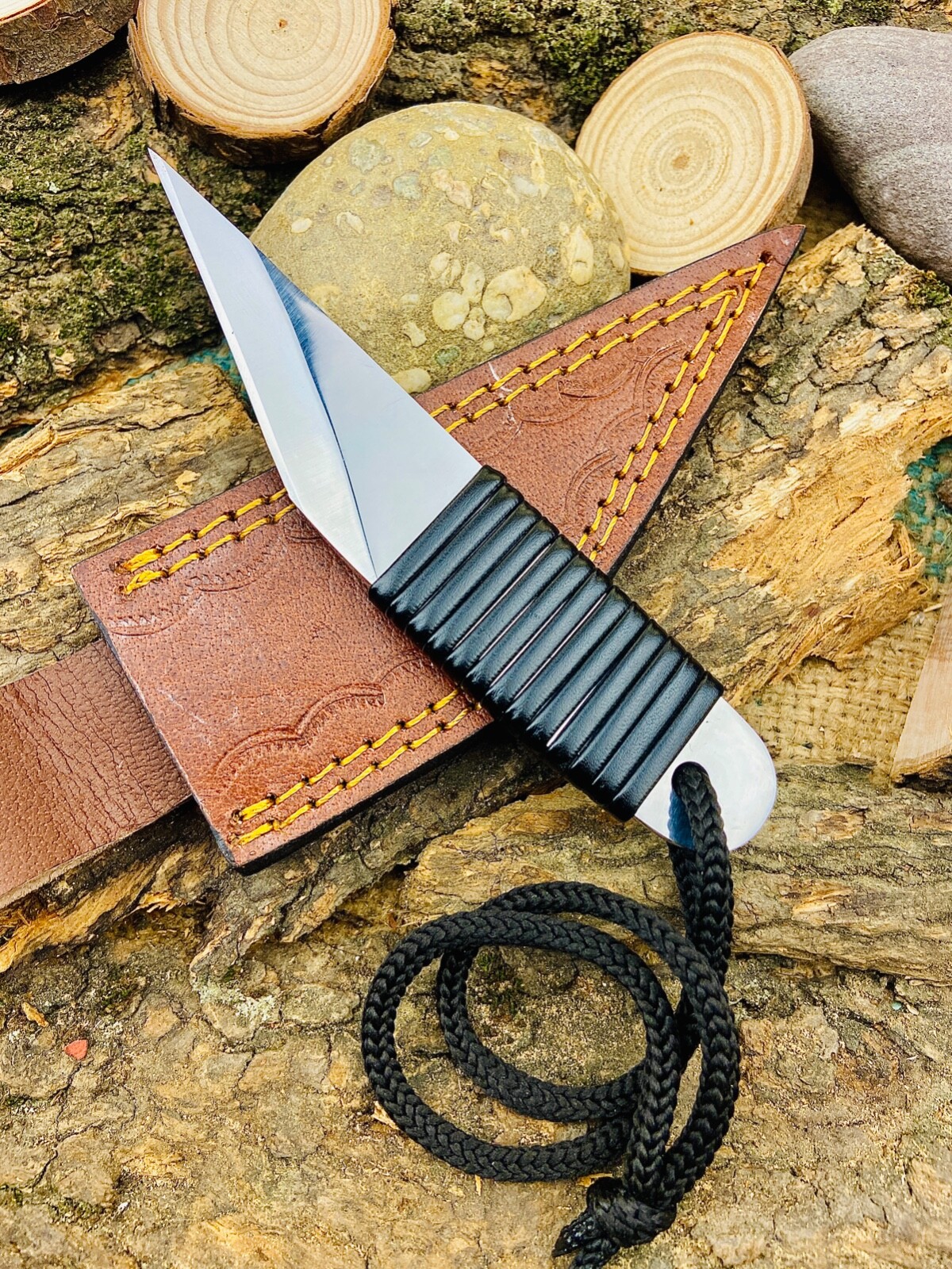 Custom Made kiridashi knife – High Carbon Steel Blade W leather sheath FI 443