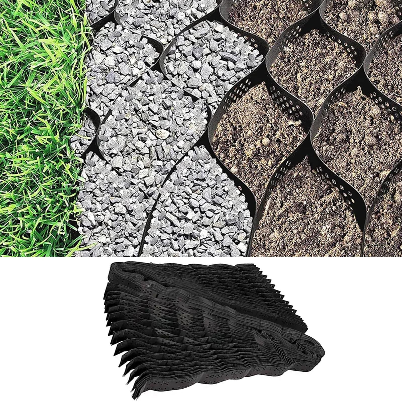 9×17 ft Geogrid Gravel Grid, 2 Inch Thick Geocell Ground Grid, 155 sq ft Expansi