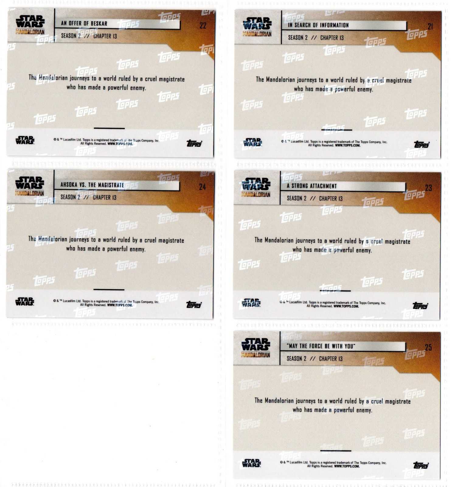2020 Star Wars: The Mandalorian TOPPS NOW 5-Card Pack S2 Chapter 13 AHSOKA TANO