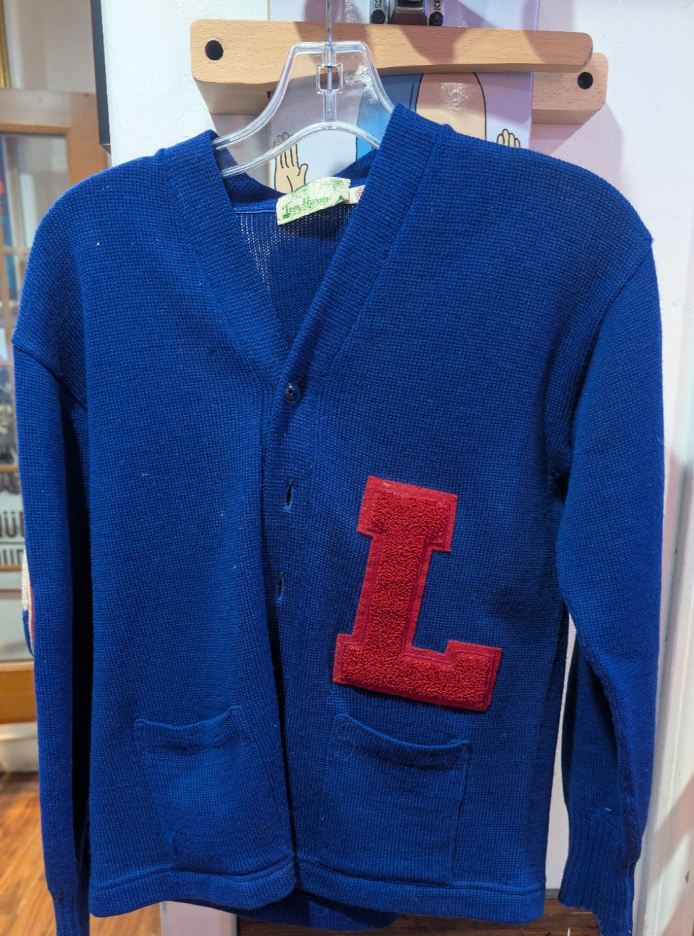 Vintage 1969 Letterman Cardigan Sweater Presidential Physical Fitness Award