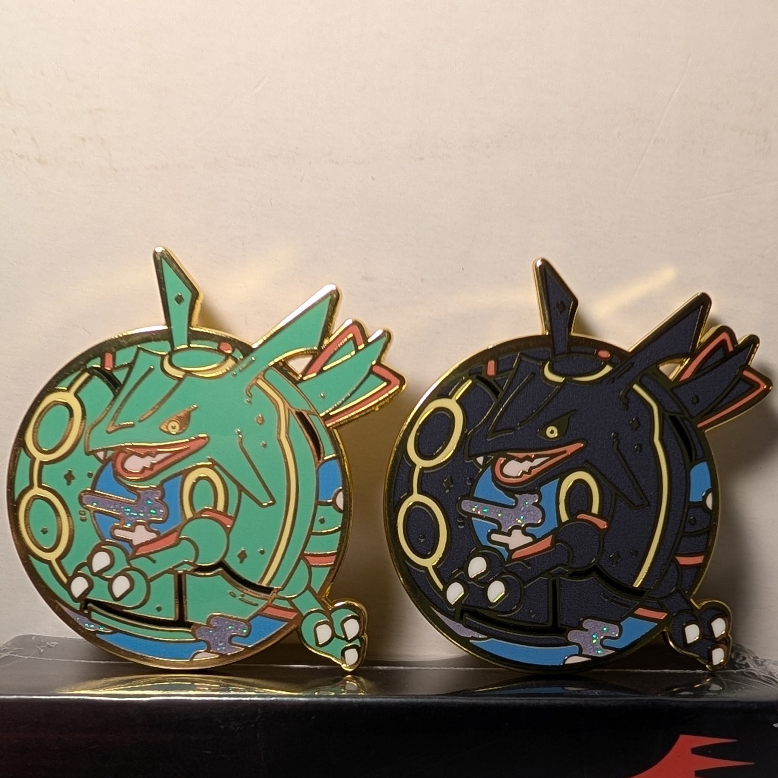 Pokemon Rayquaza & Shiny Rayquaza Enamel Pins Set Nintendo Collectible Badges
