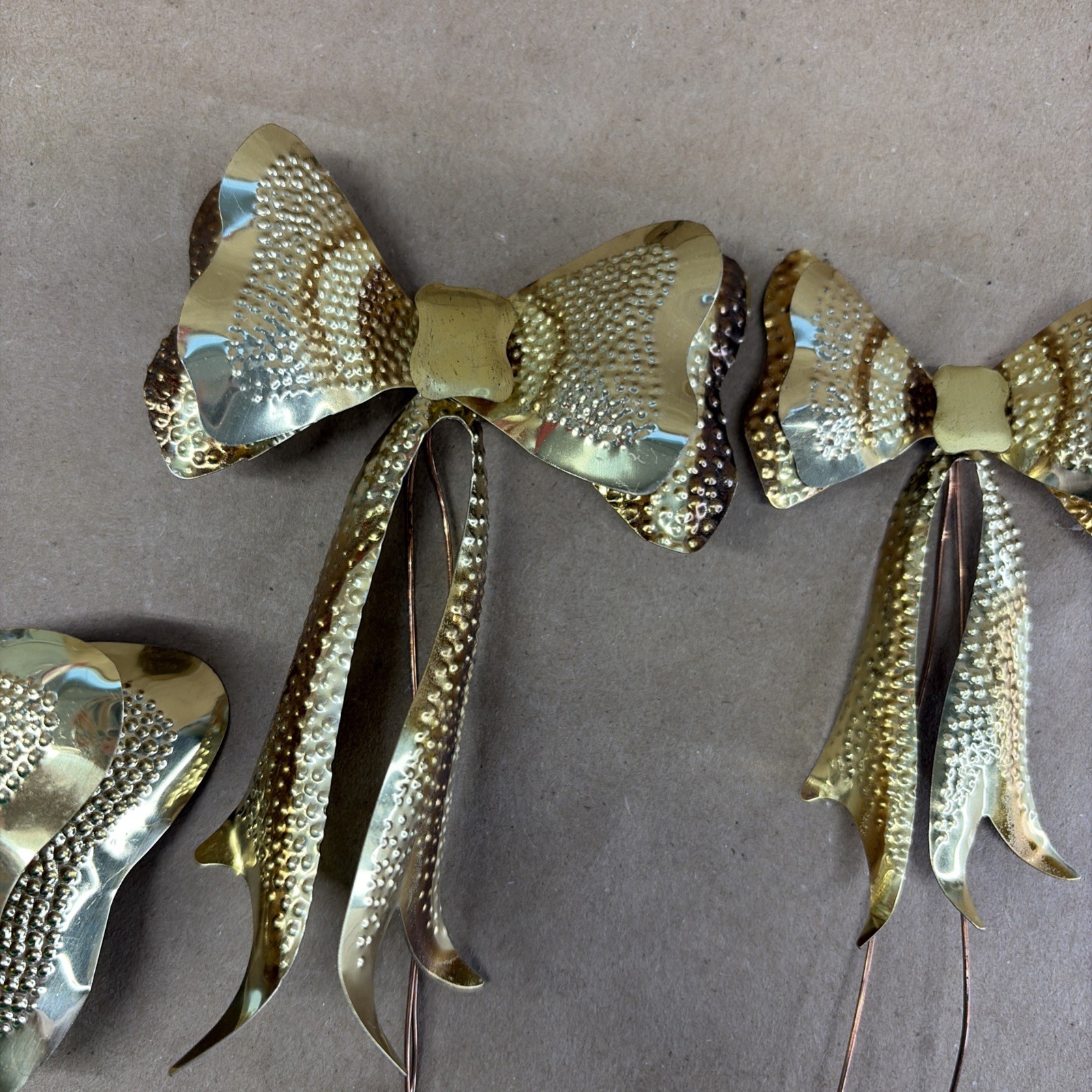 Vintage Home Interiors Trio Brass Metal Bows 1272 3D Set Of 3 MCM Decor
