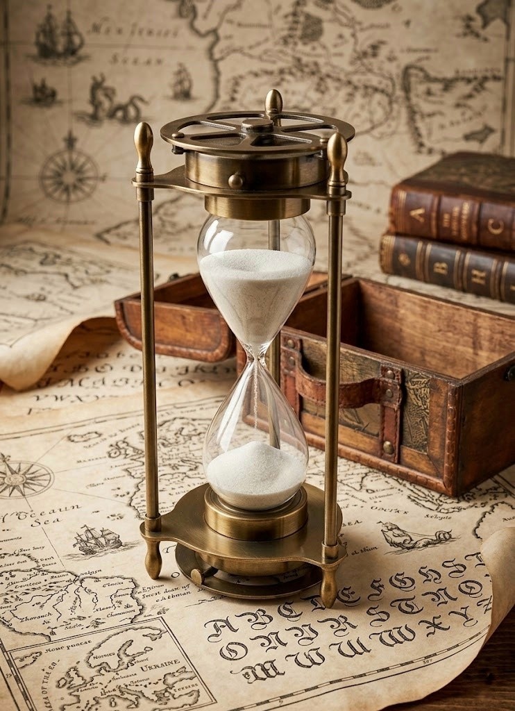 Vintage Style Brass Sundial Compass | With Sand Timer Hourglass| Explorer’s Gift