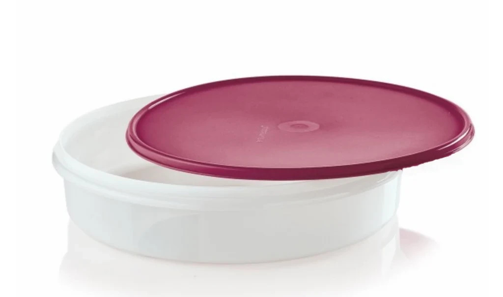 NEW Tupperware Pie Cupcake Keeper Taker 12in Round Container Clear w/ Berry Seal