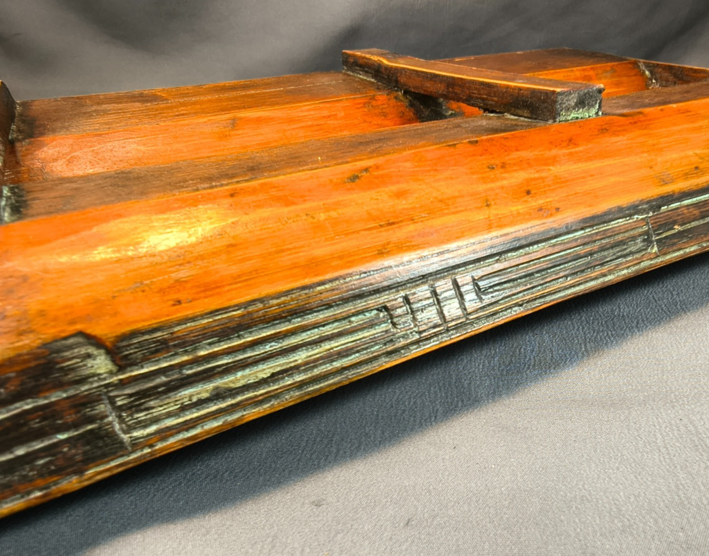Vintage Split Bamboo Dual Trough Tray or Organizer – Southeast Asia – 16″ long