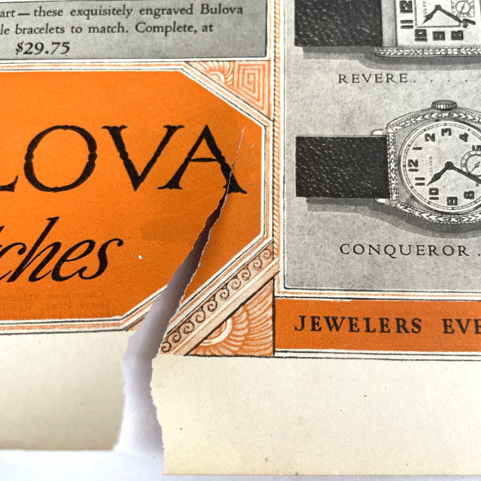 Vintage Bulova Watch Ad Lot 3 Art Deco Advertisement 14×10