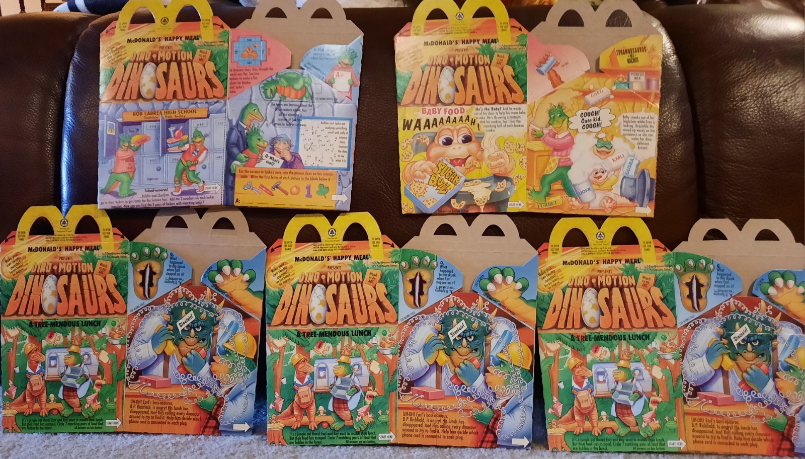 Dino-Motion Dinosaurs Happy Meal Box Lot of 5 Vintage 1995 McDonald’s