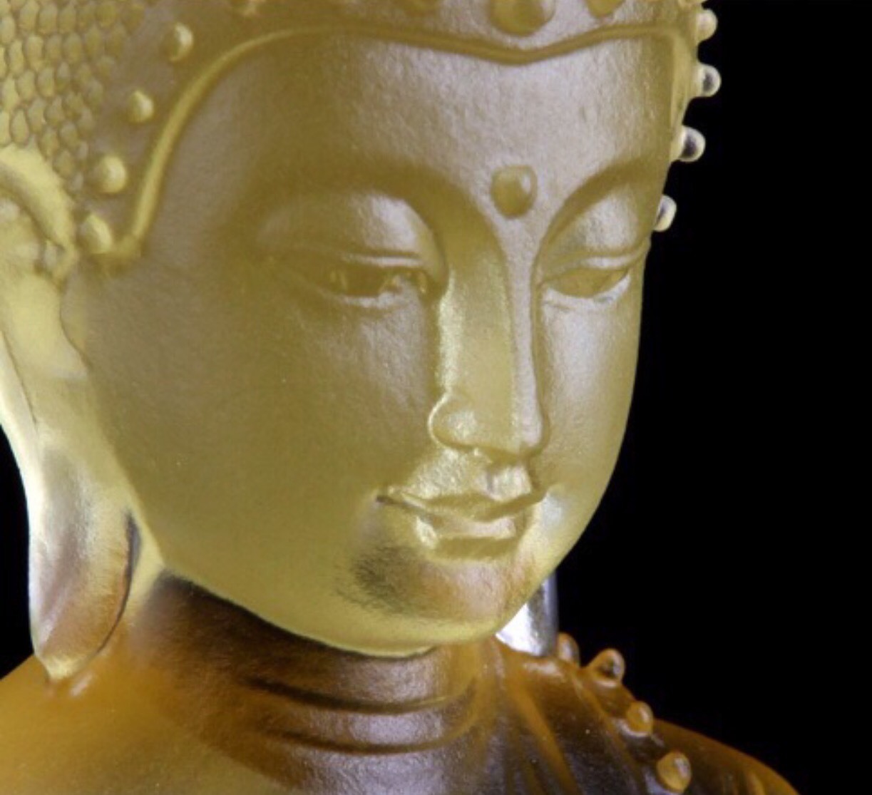 4.5″in Color Pate-De-Verre Shakya Muni Buddha Crystal Sculpture Art Glass Statue