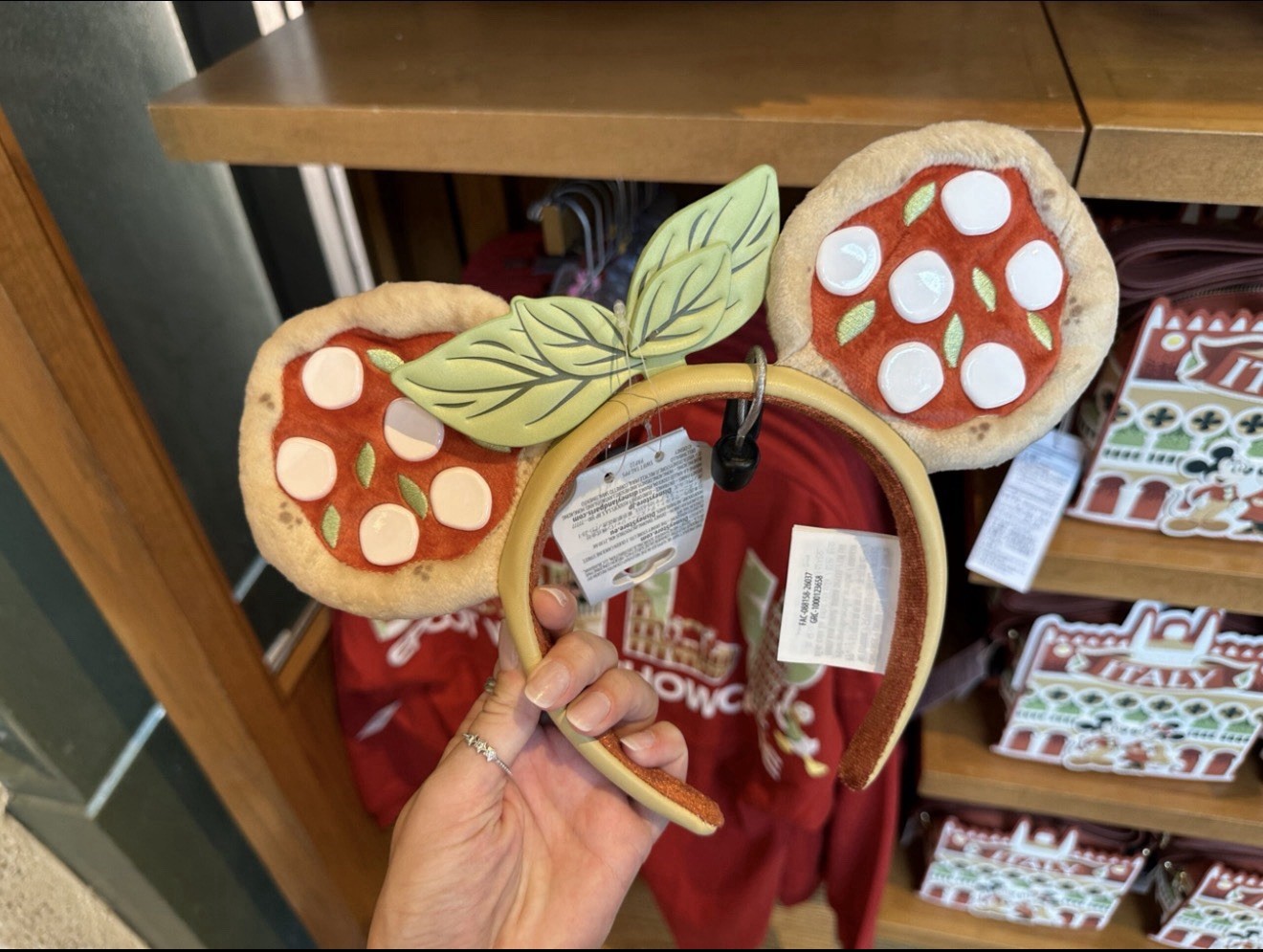 Disney Parks 2026 Epcot Italy Pavilion Pizza Minnie Mickey Ear Headband New