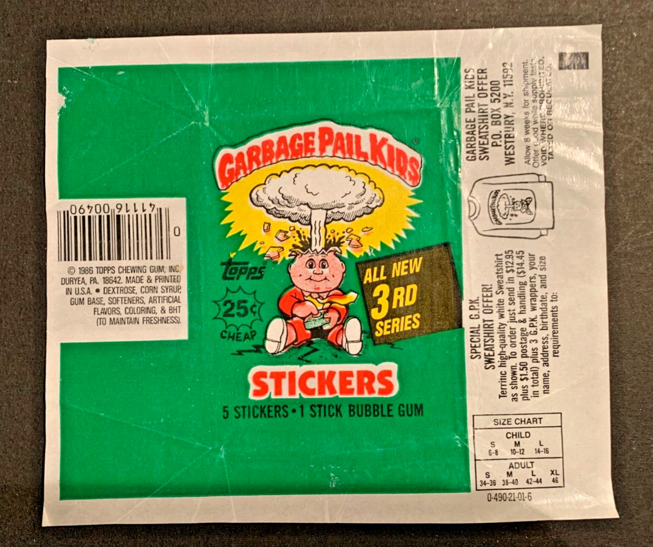 1986 Topps Garbage Pail Kids Empty Wrappers ( Series 3 & 4)