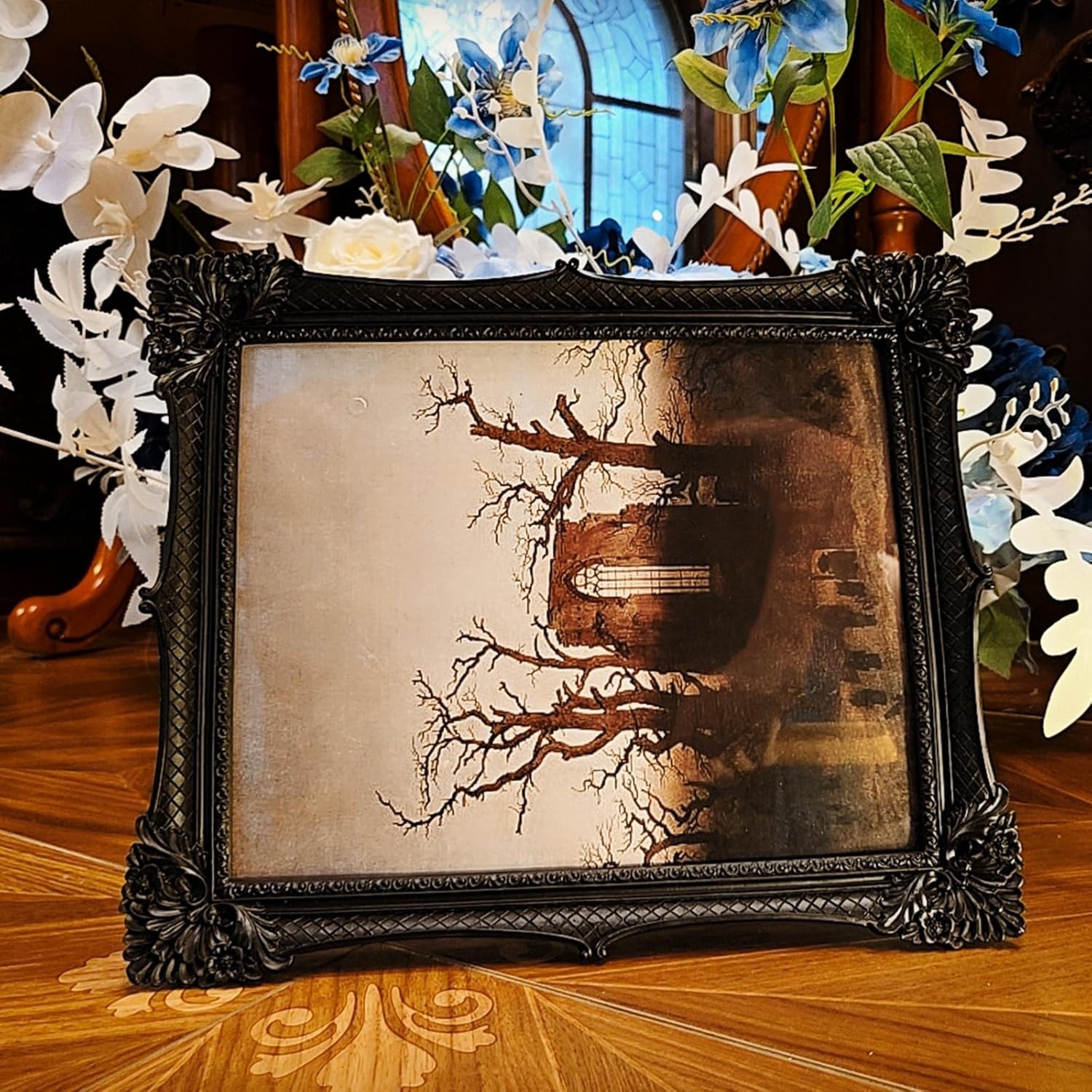 8×10 Vintage Picture Frame, Antique Black Ornate Photo Frame for Wall Hanging or