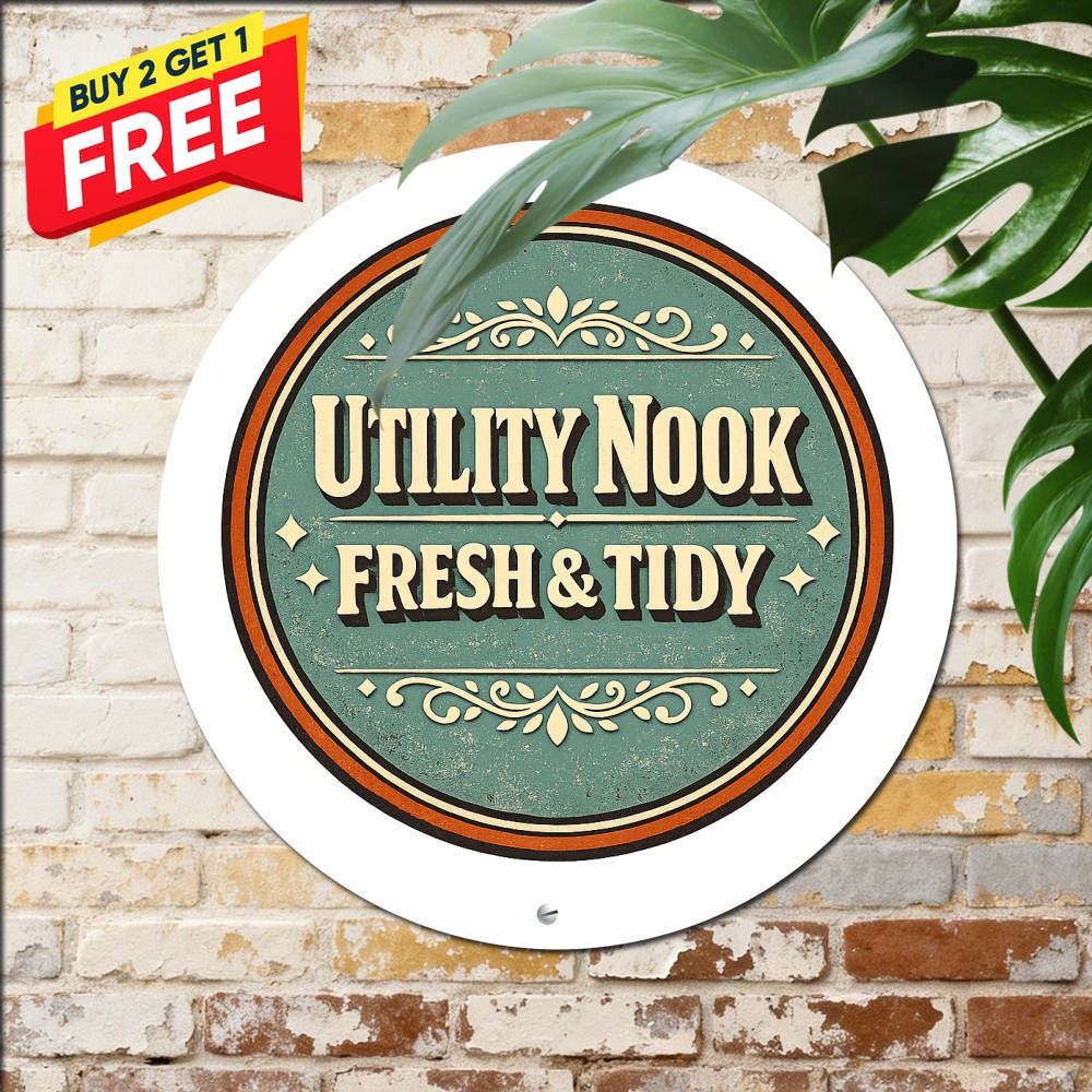 Laundry Room Round Metal Sign Utility Room Hanging Decor 8×8