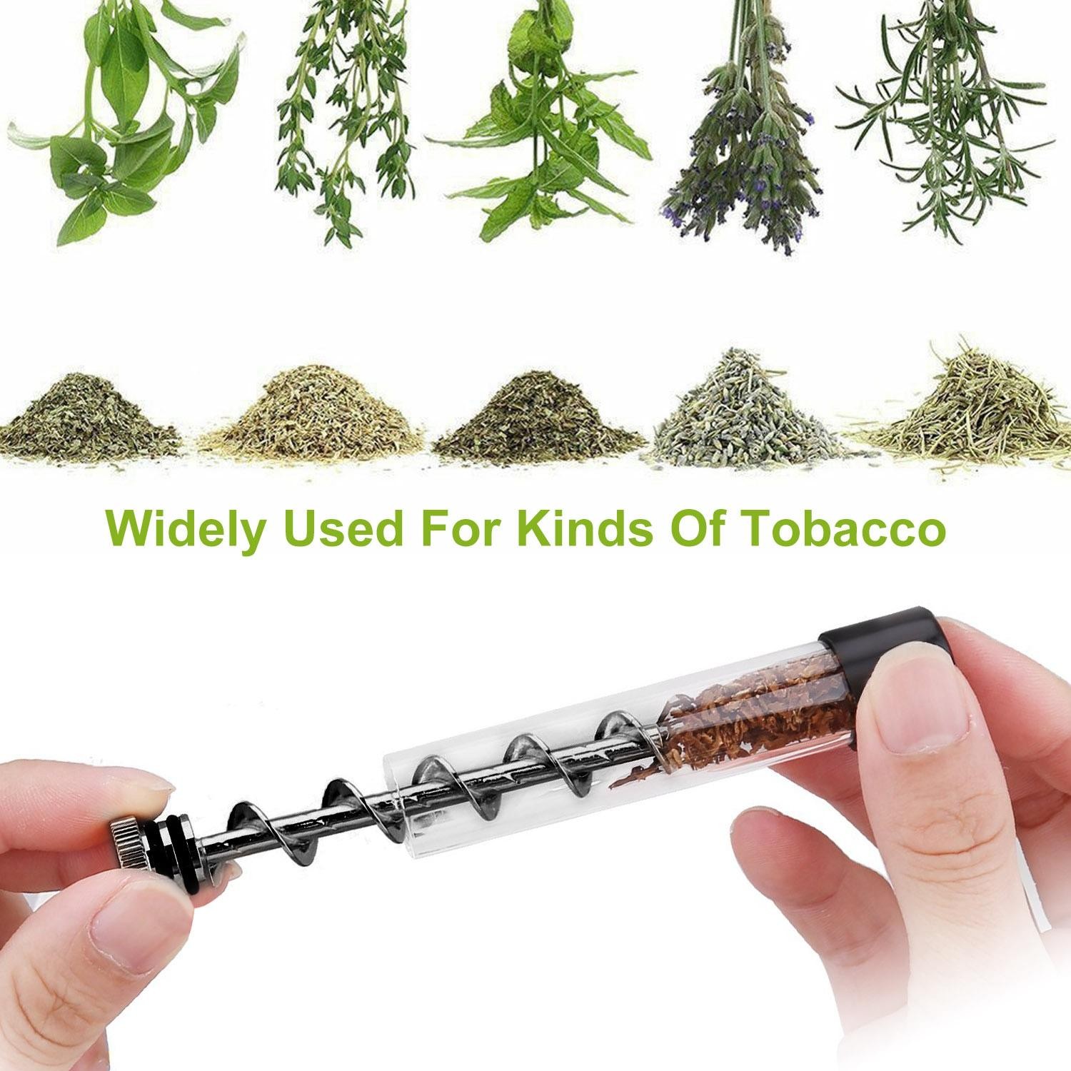 Glass Blunt Pipe Twisty 7-in-1 Grinder Kit w/ Smoking Metal Tip Cleaning Brush