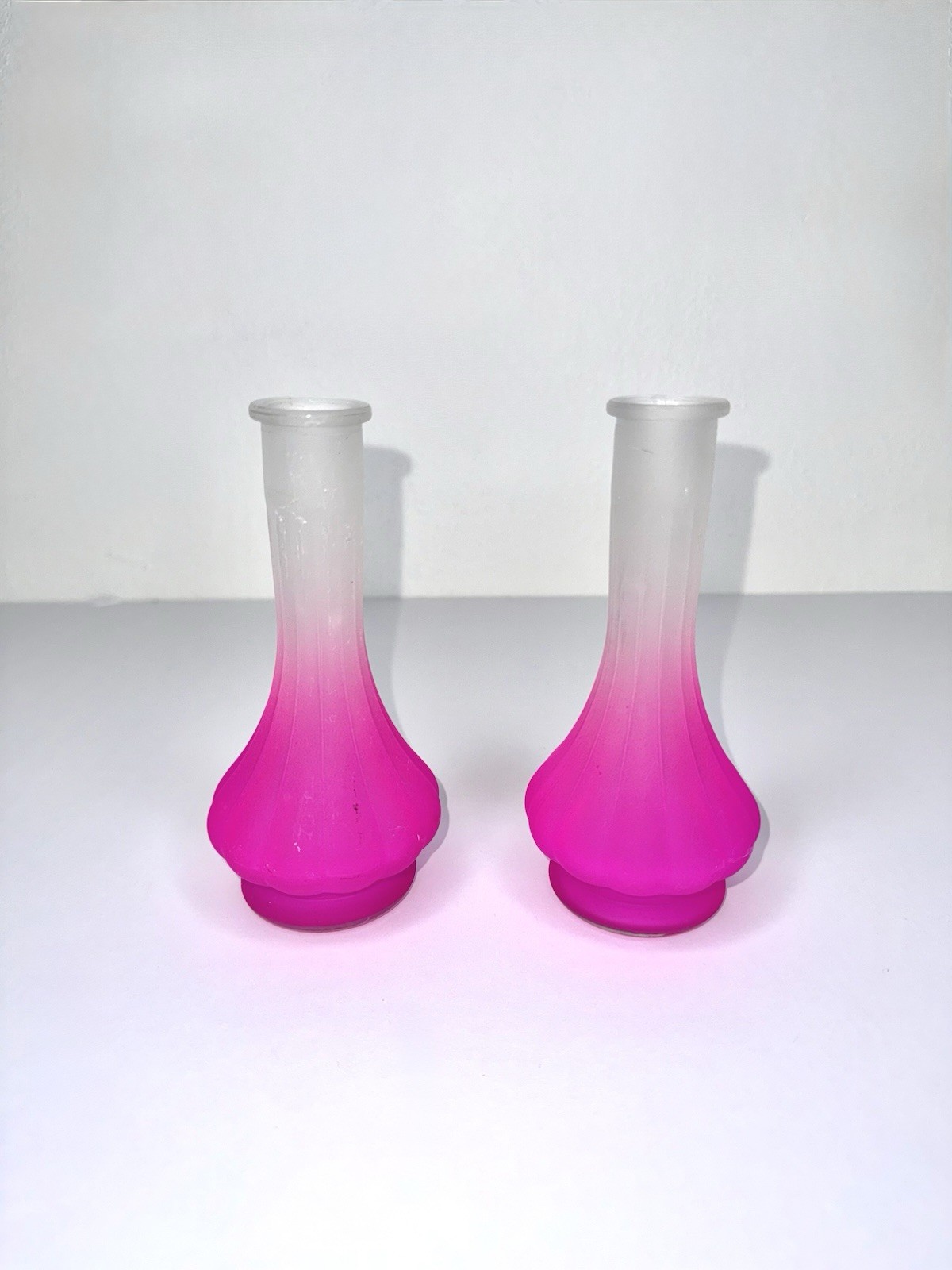 Small Pink Ombré Frosted Glass Vases