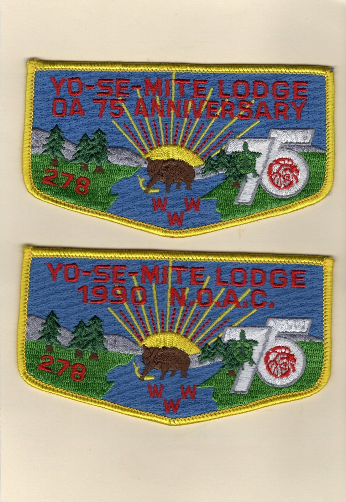 #278 S13 & S14 Yo-Se-Mite Lodge ~ OA 75 & NOAC 1990 Set ~ Merged 1999