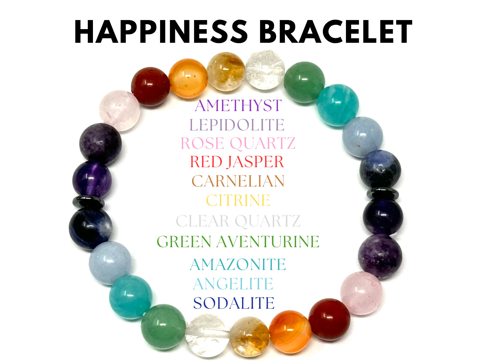 Happiness Bead Bracelet: Bright, Colorful & Full of Life 8mm Crystal Gemstones