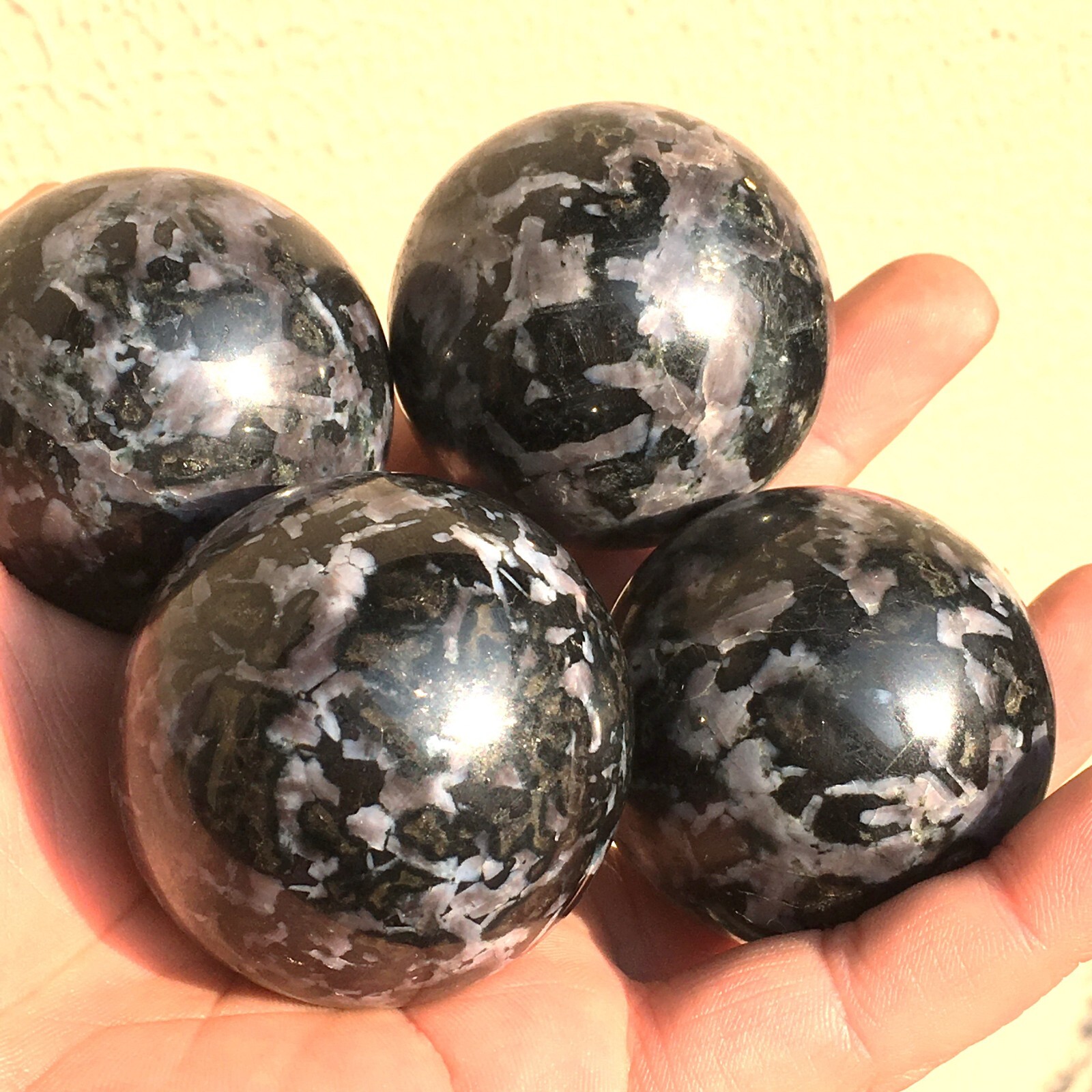1pc Large Mystic Merlinite Indigo Gabbro Sphere Crystal Ball Chakra Healing Orb