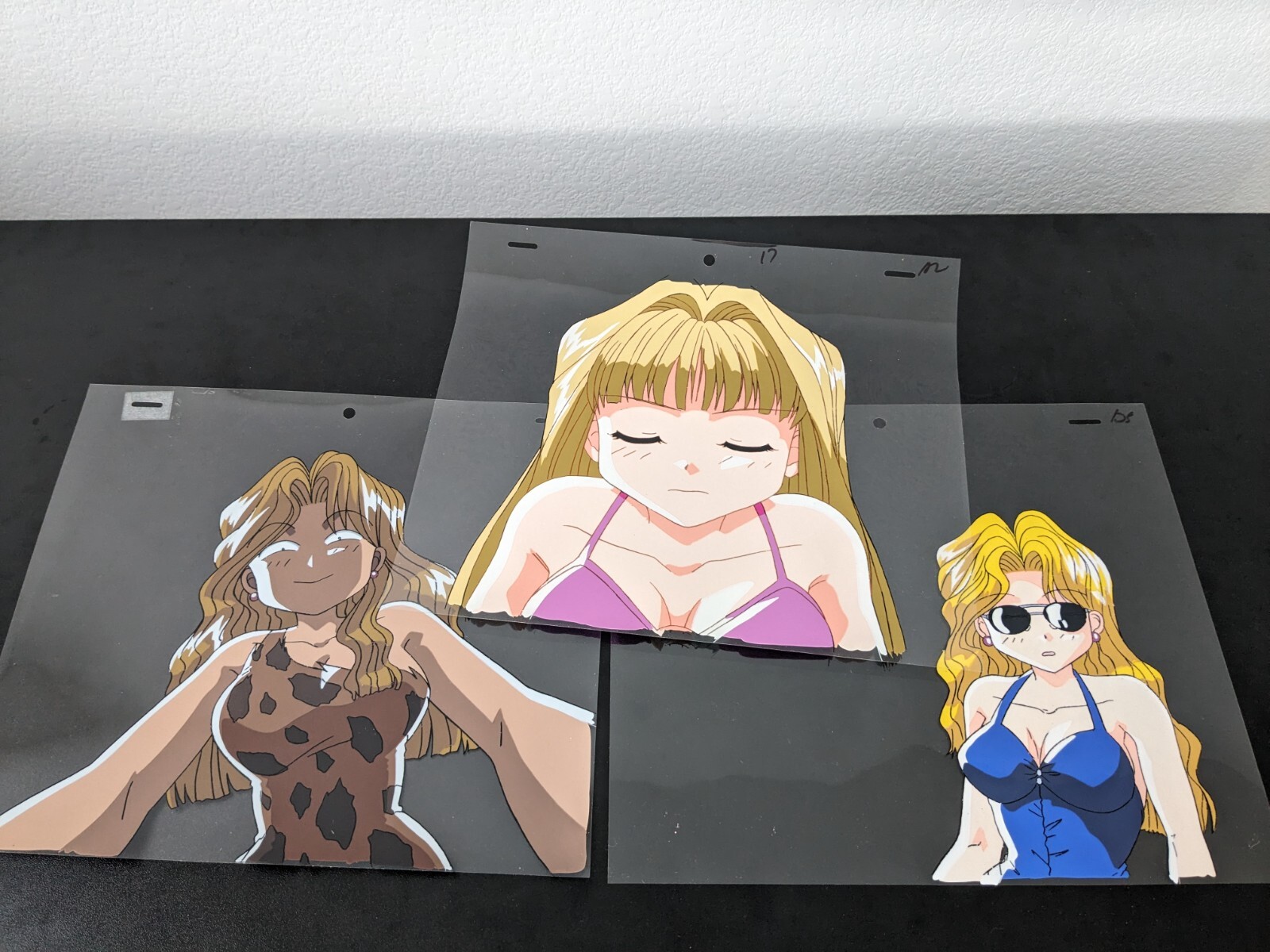 Momoiro Sisters/Pink Sisters Anime Lot #3: 3 PRODUCTION CELS + 3 PENCIL SKETCHES