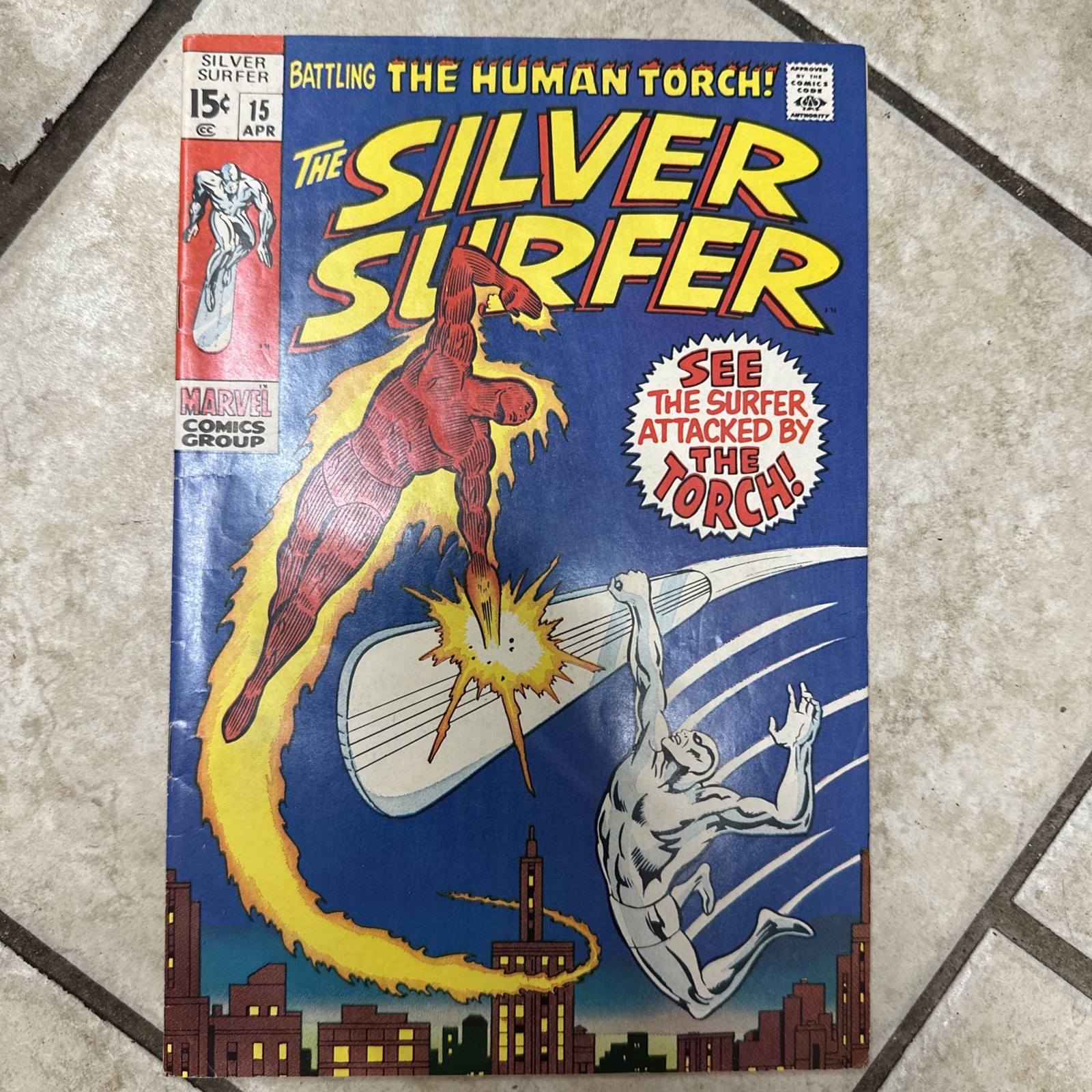 SILVER SURFER #15 Marvel Comics 1970 Stan Lee MCU Silver Age Human Torch🔥🔥