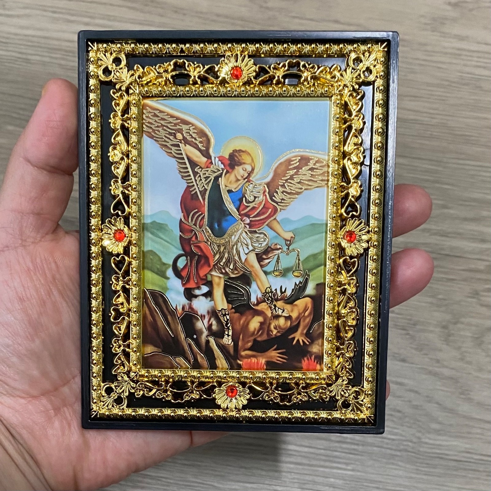 Saint St Michael Archangel Icon Picture 4.8” Plastic Imagen San Miguel Arcángel