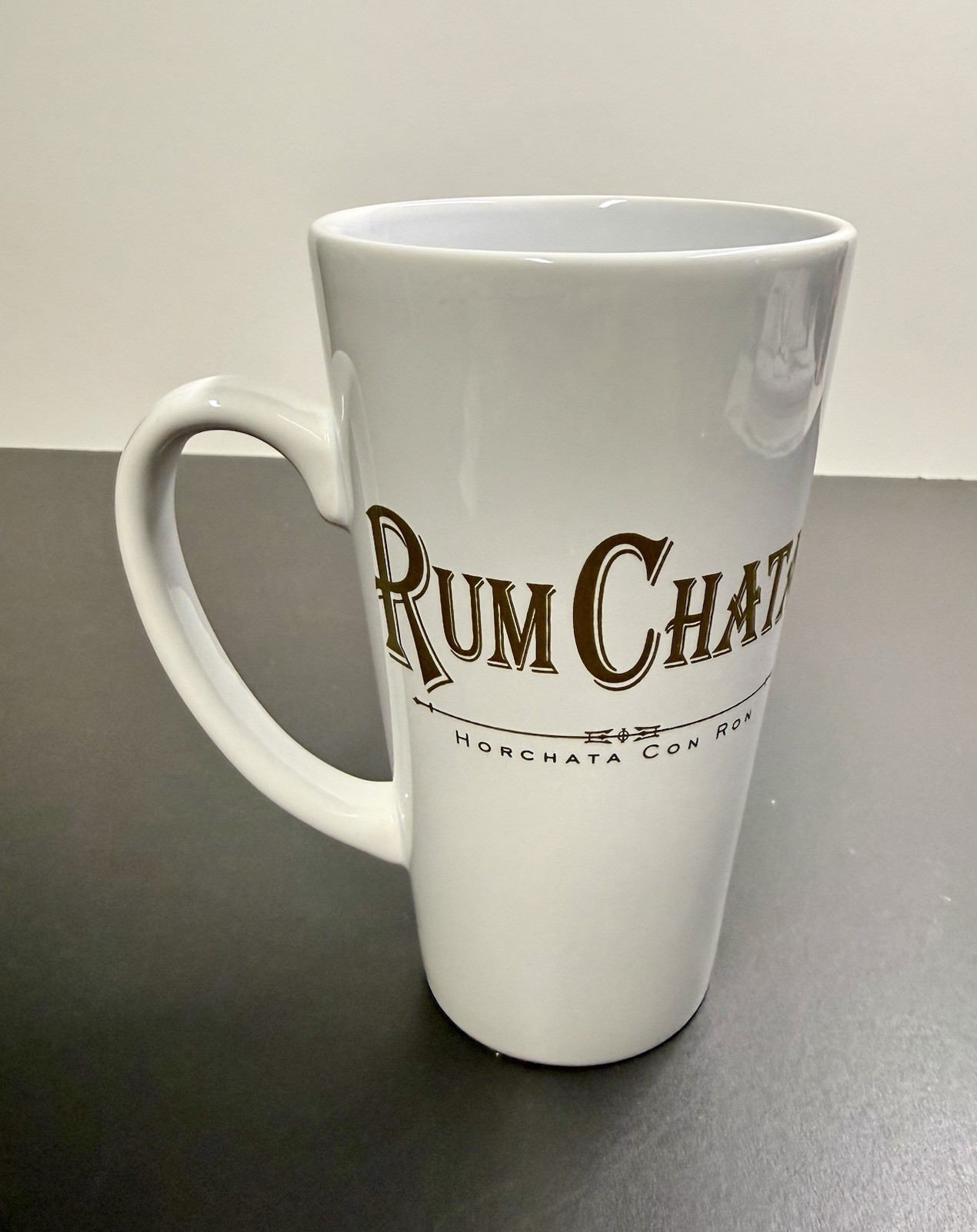 5.75” Rum Chata Horchata Con Ron White With Gold 12.0 oz Coffee Or Tea Mug