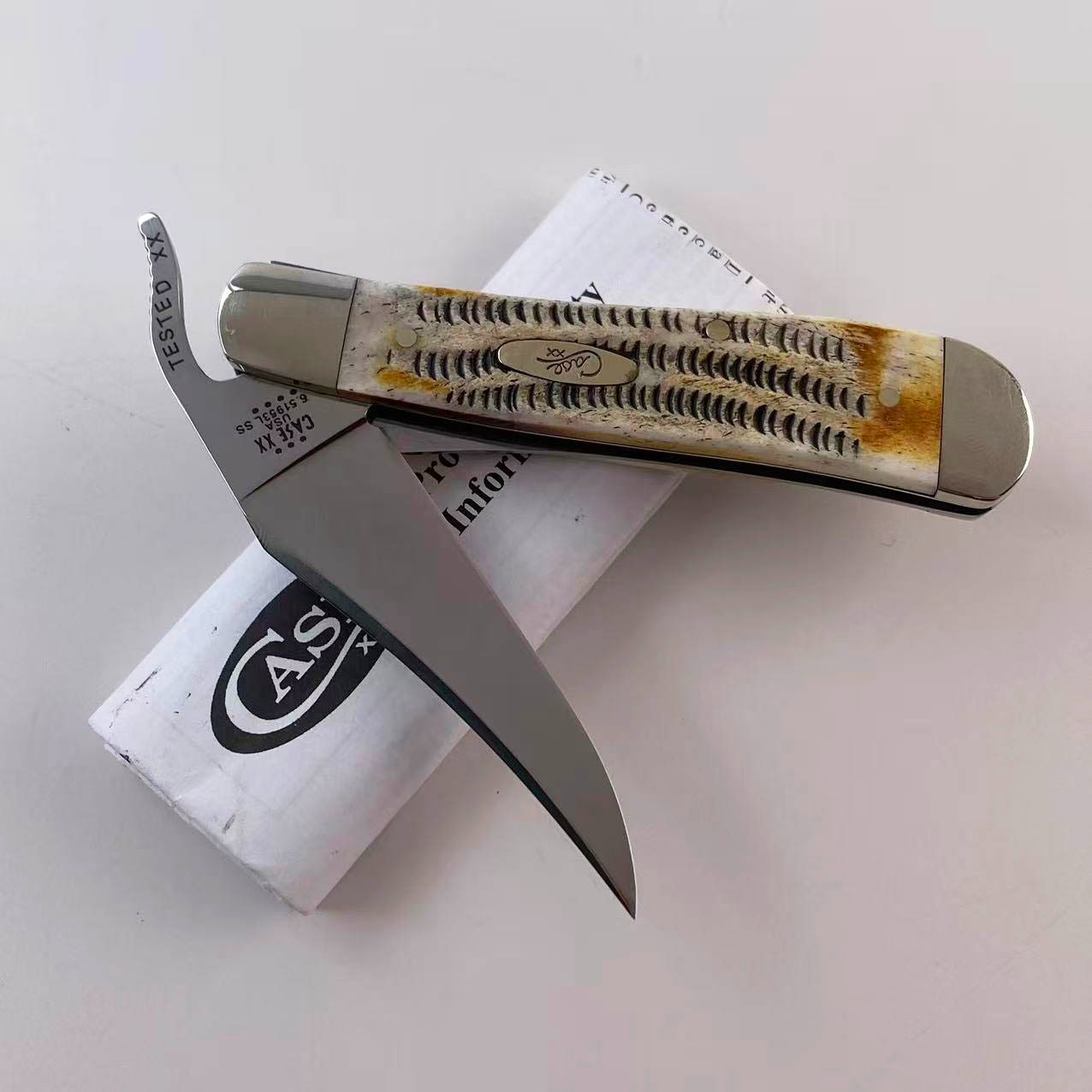 New Case xx 65303 6.5 BoneStag RussLock Stainless Blade Folding Pocket Knife
