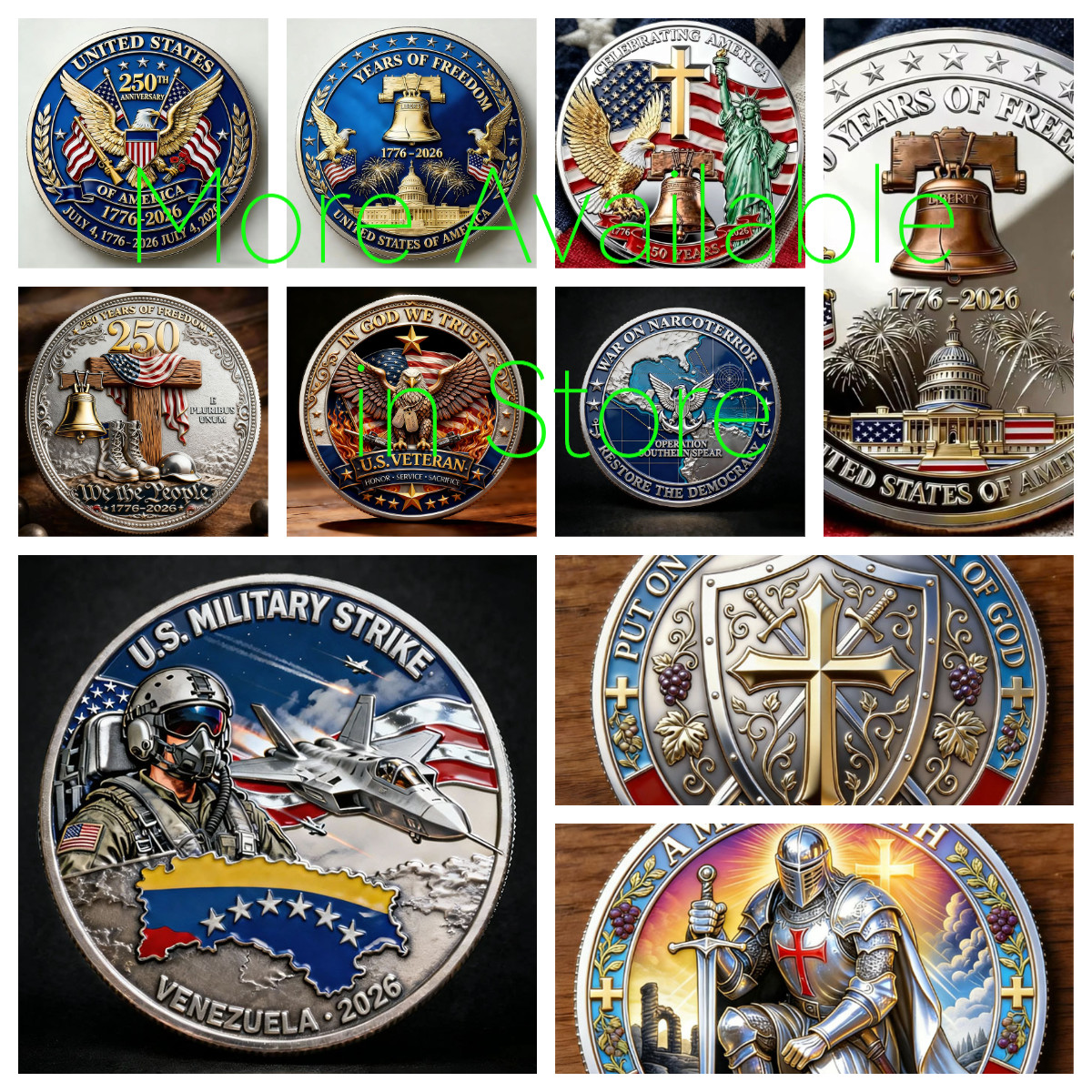 America 250 Semiquincentennial 1776-2026 Patriotic Collectible Challenge Coin