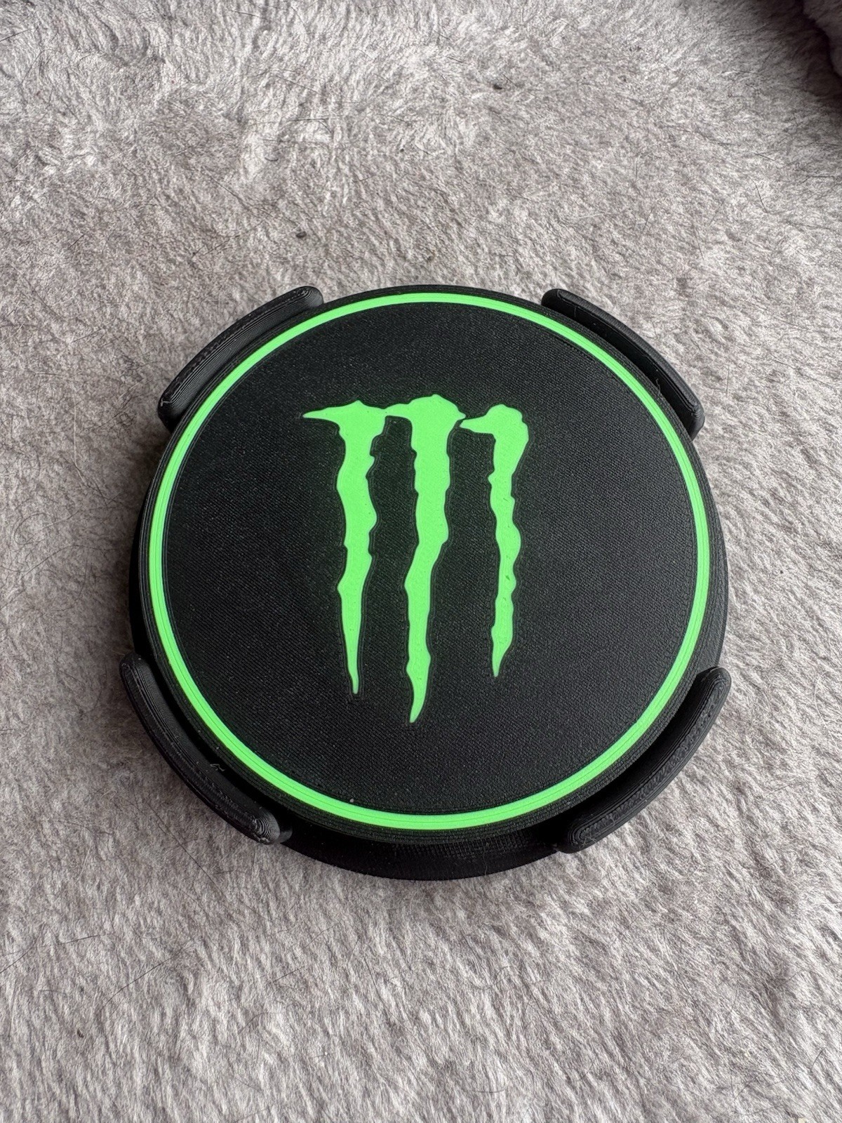 Monster Energy Coaster Set With Display Holder – Black & Green Home Bar Decor
